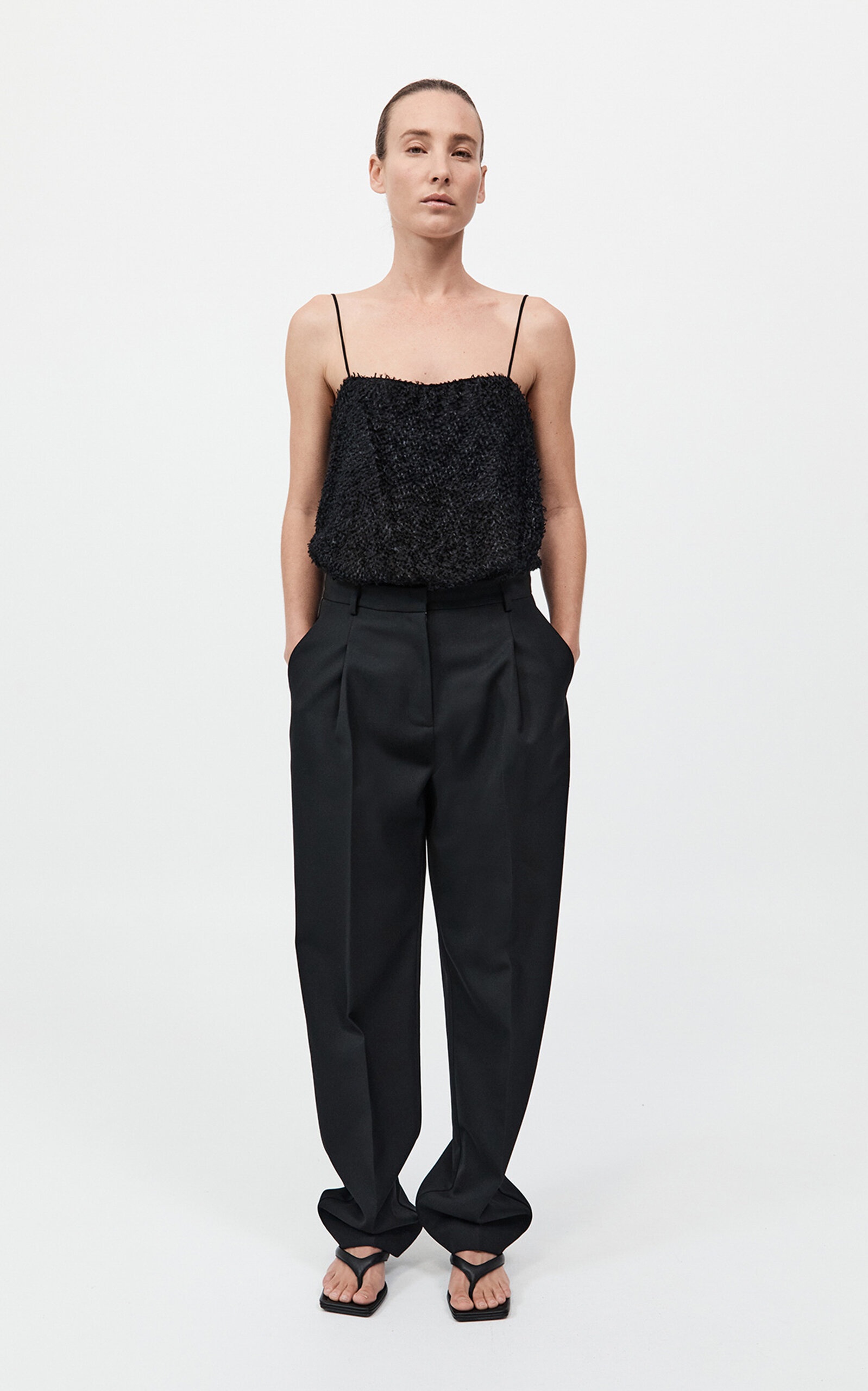 Pleated Wool-Blend Suiting Straight-Leg Pants black - 3