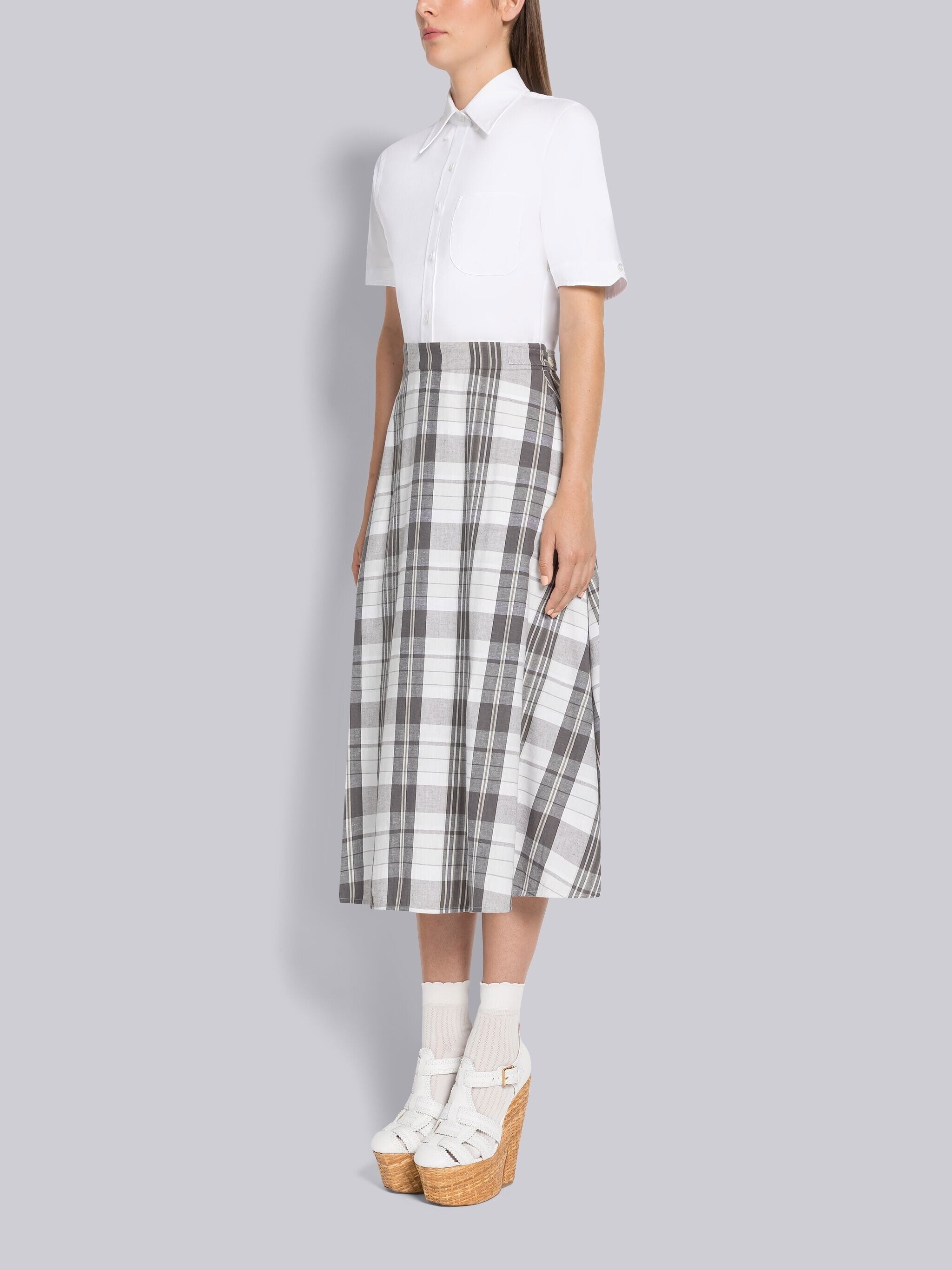 Madras Oxford A-line Short Sleeve Shirtdress - 2