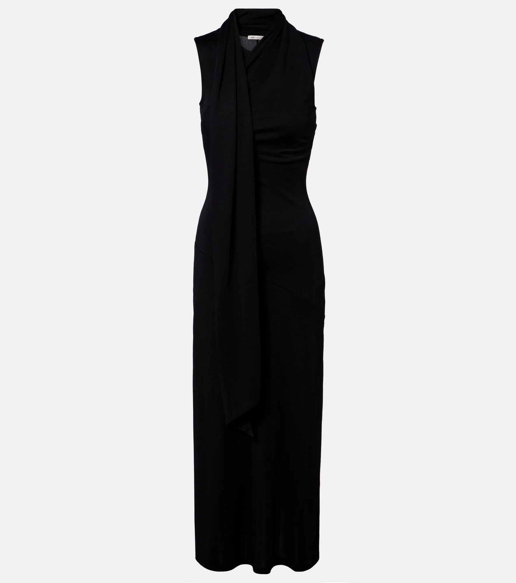Tie-neck jersey midi dress - 1