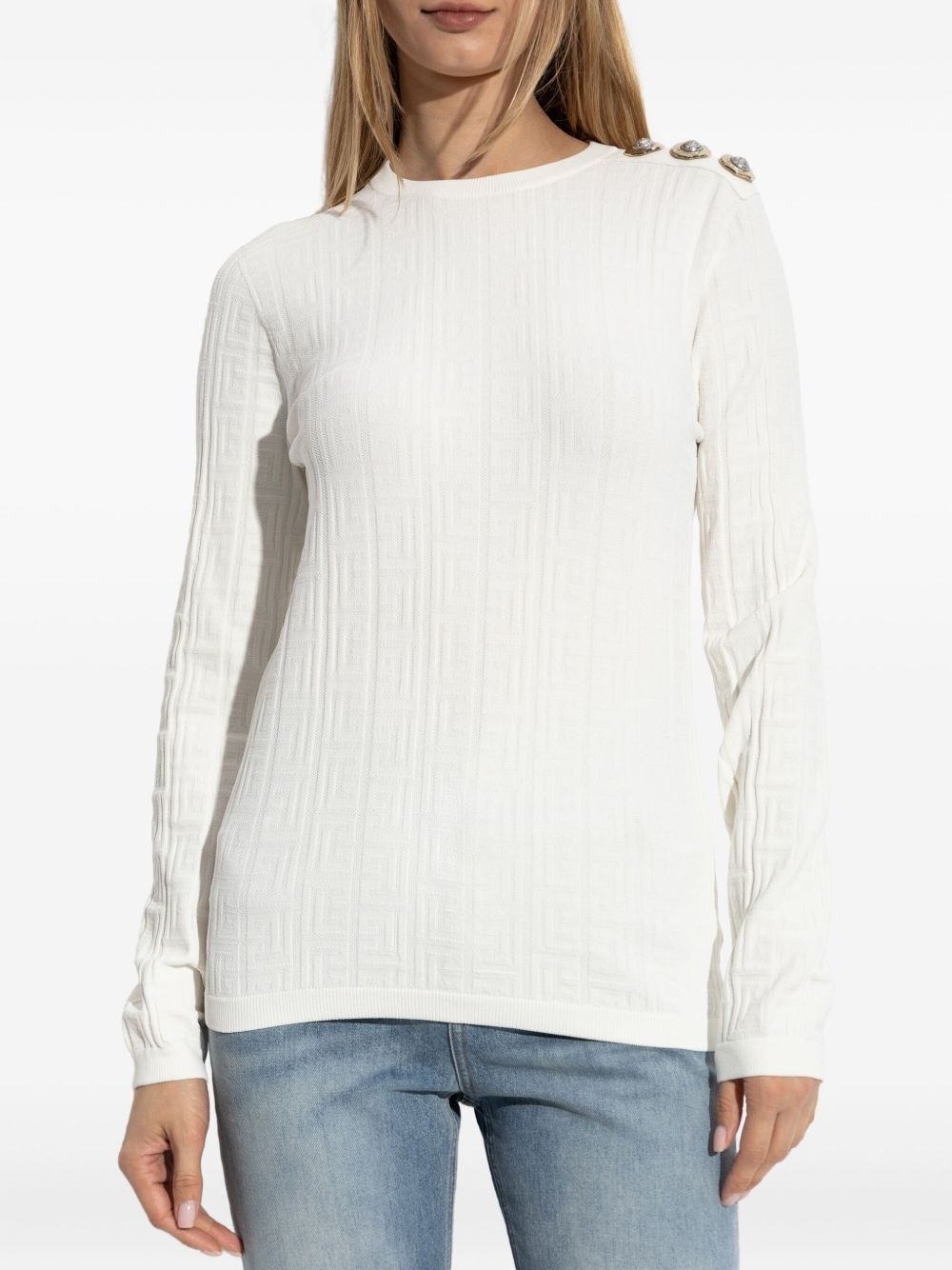 button-detail long-sleeve jumper - 3