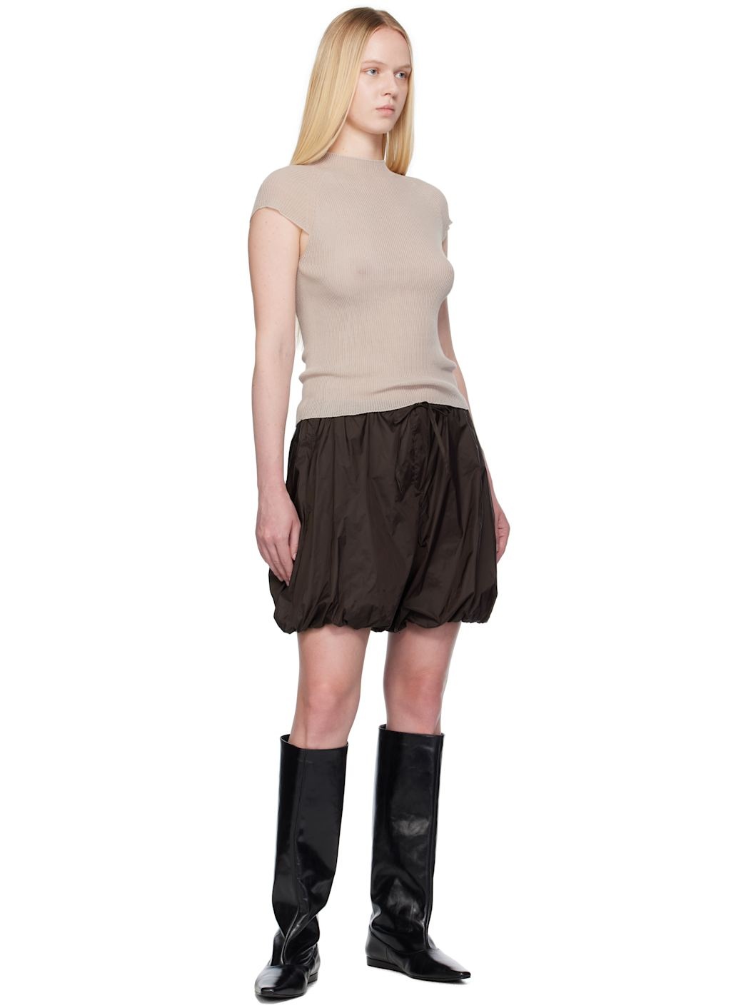 Brown Nylon Volume Shorts - 4
