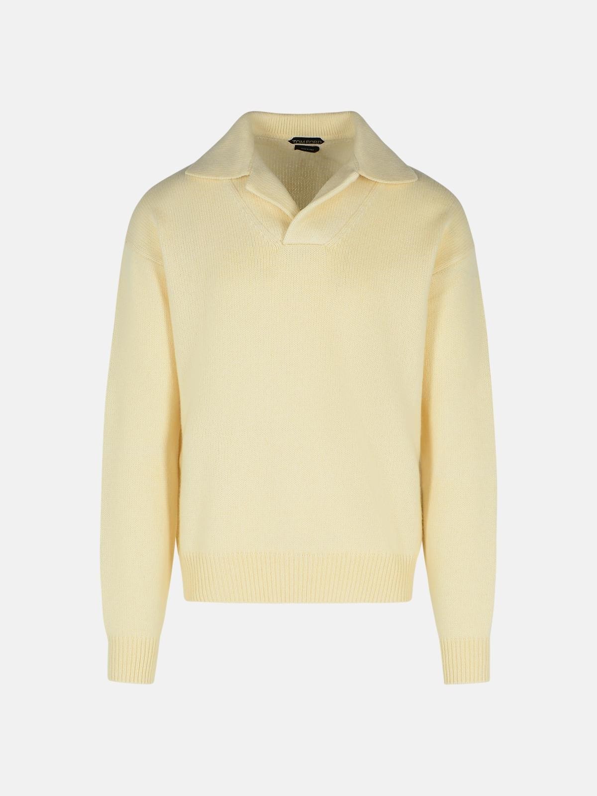 CREAM CASHMERE BLEND SWEATER - 1