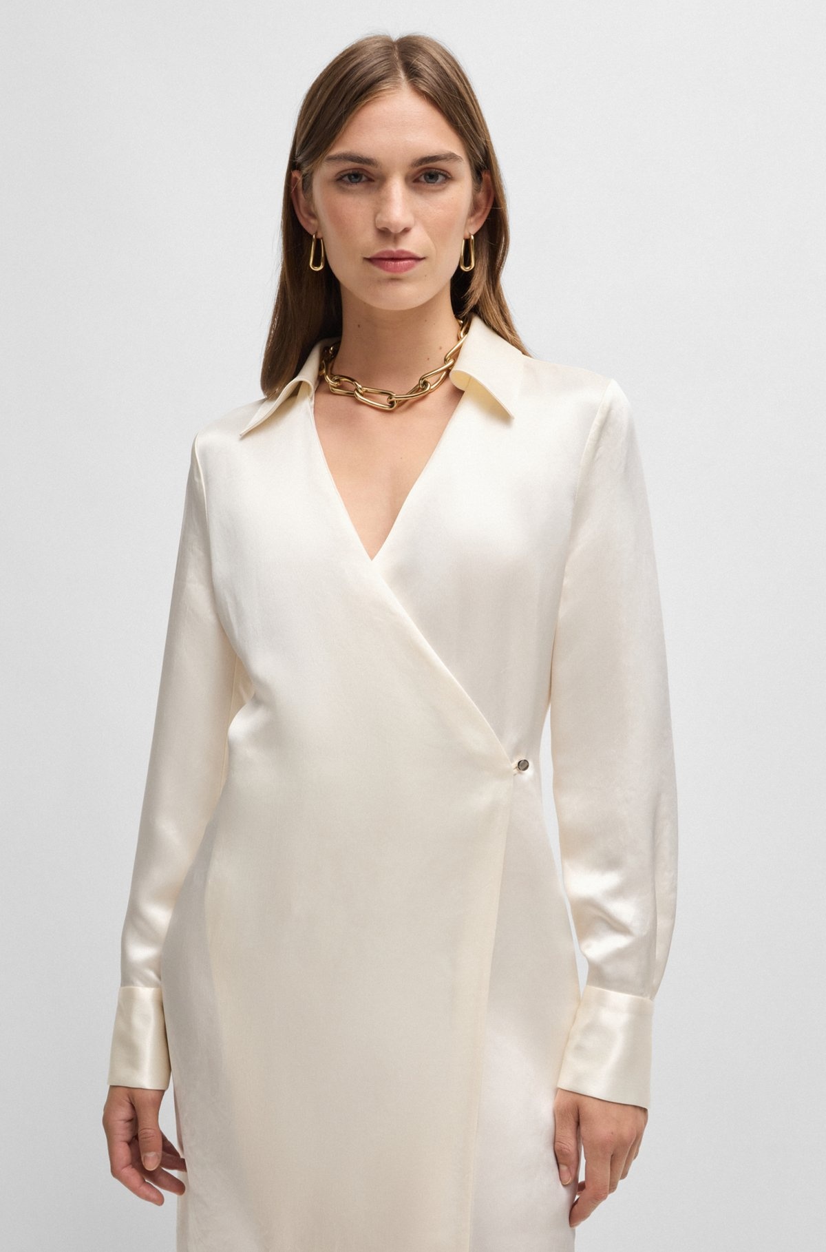 WRAP-FRONT DRESS WITH COLLAR - 6