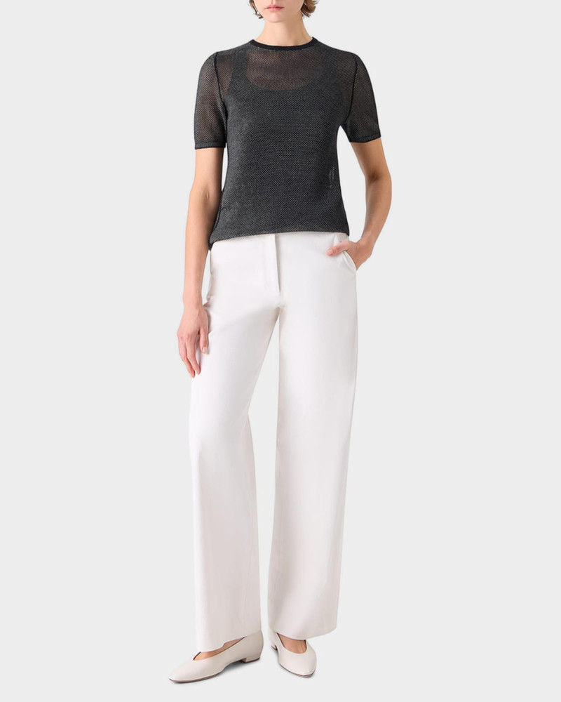 AKRIS Two-Tone Silk Grif Knit Short-Sleeve Sweater outlook