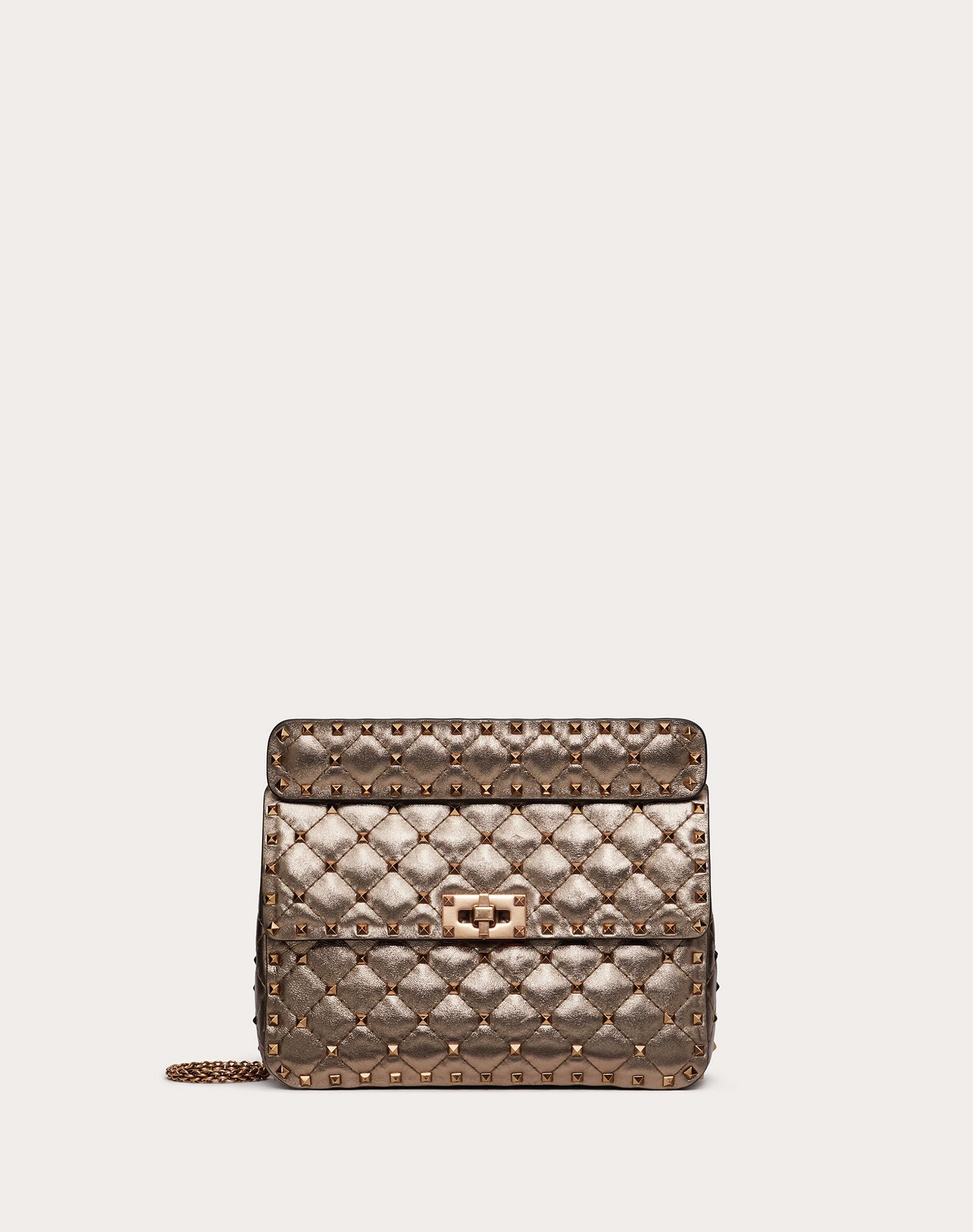 Medium Rockstud Spike Bag In Metallic Nappa Leather - 1