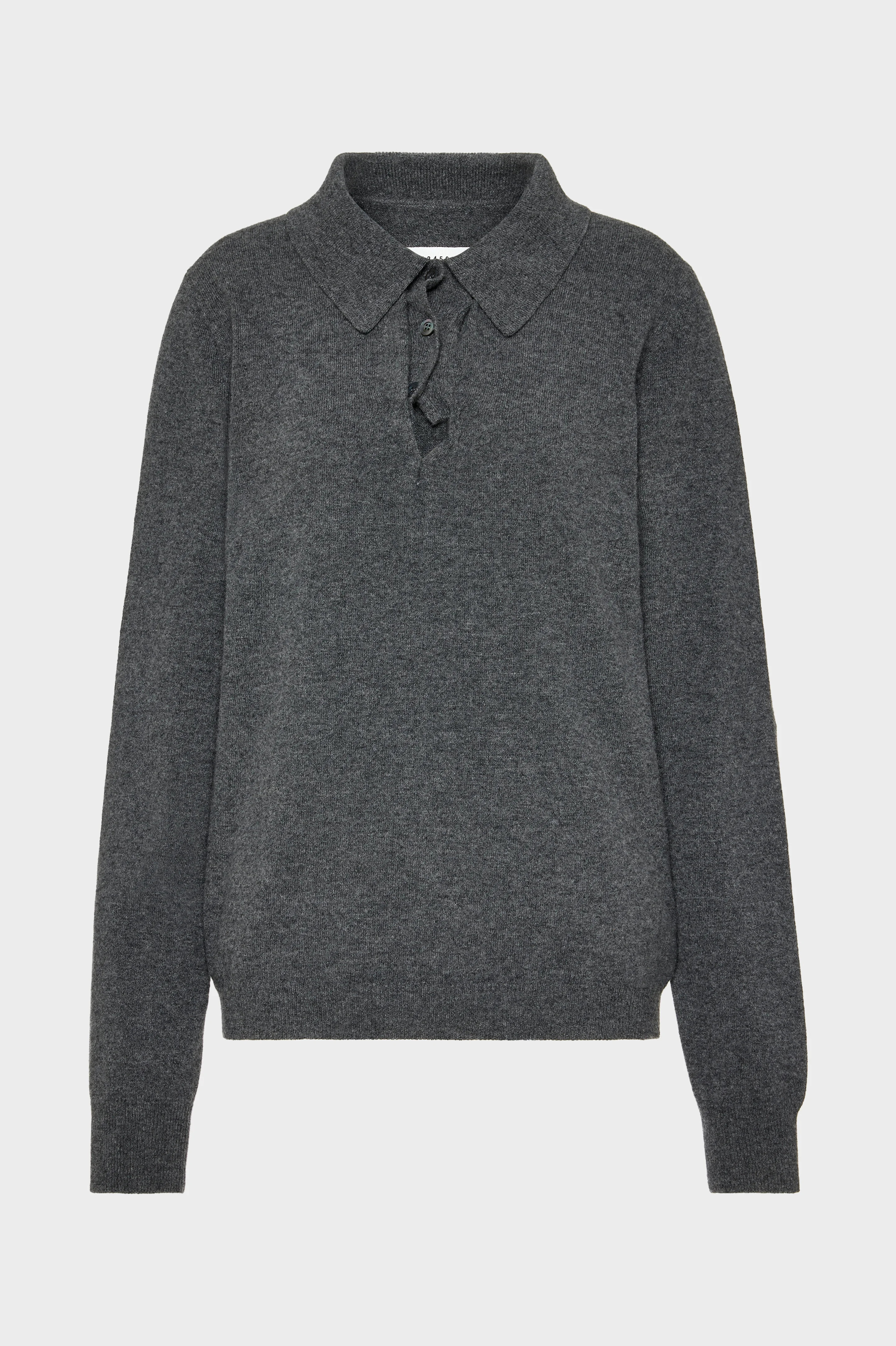 Draped Collar Wool Polo Sweater - 1