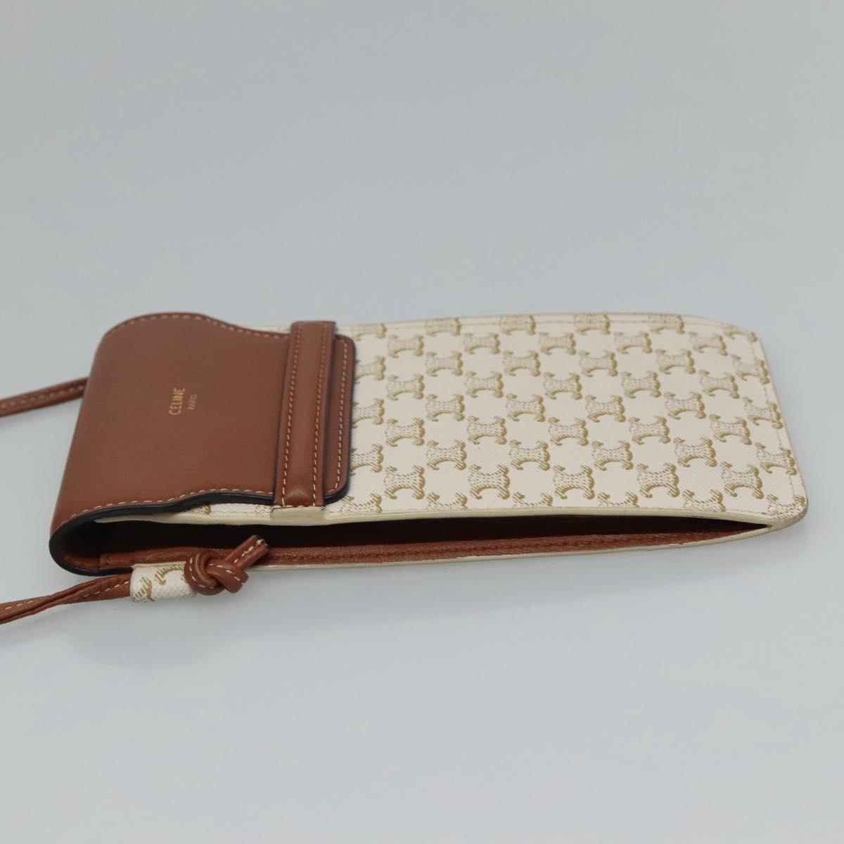 CELINE Triomphe Phone Holder Shoulder Bag Pvc White - 5