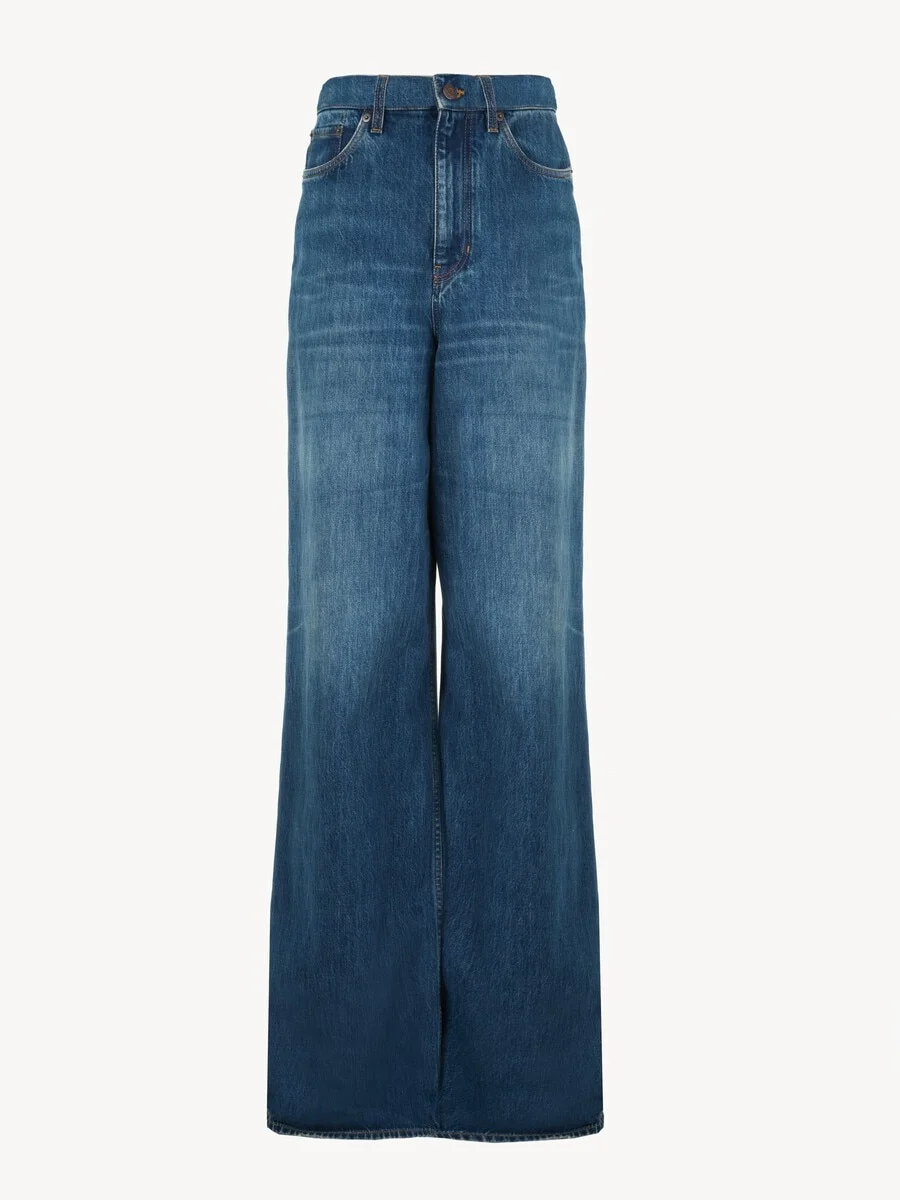 WIDE-LEG JEANS IN DENIM - 1