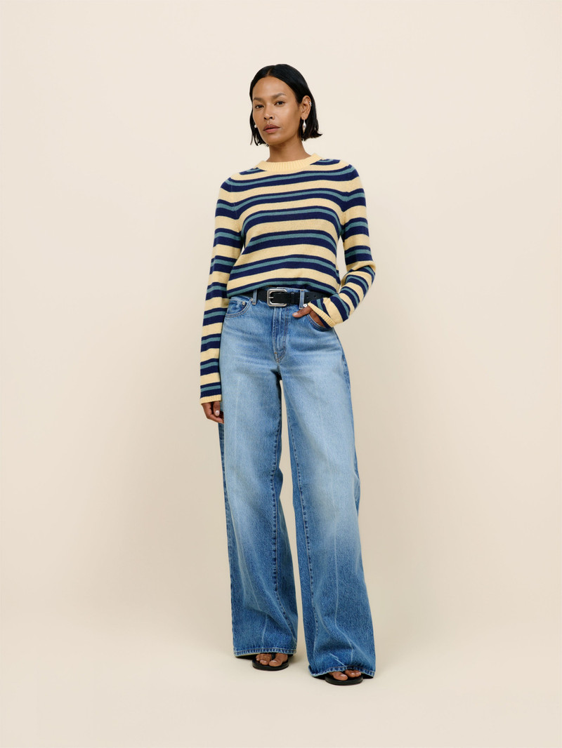 The Elder Statesman LAUREL STRIPE CREW outlook