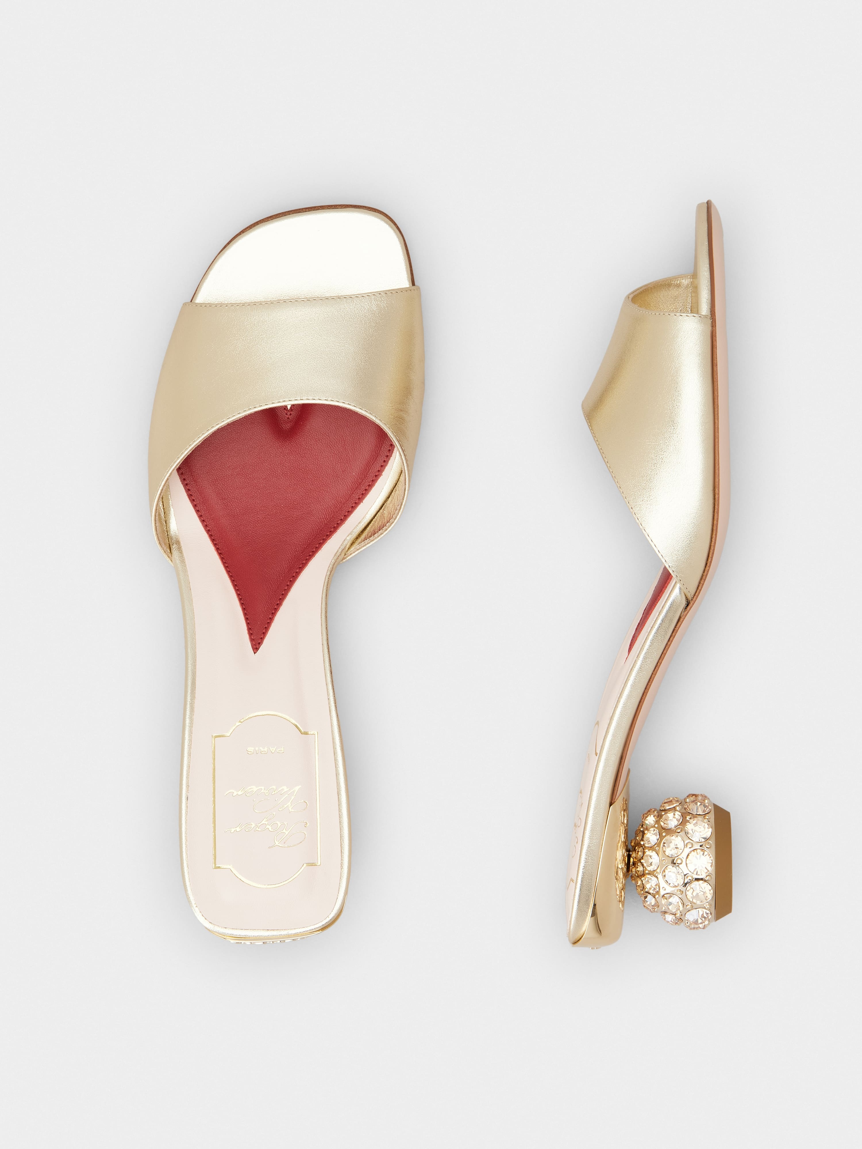 関税・送料【Roger Vivier】装飾メタリックレザーミュール Roger Vivier Mules in leather | REVERSIBLE