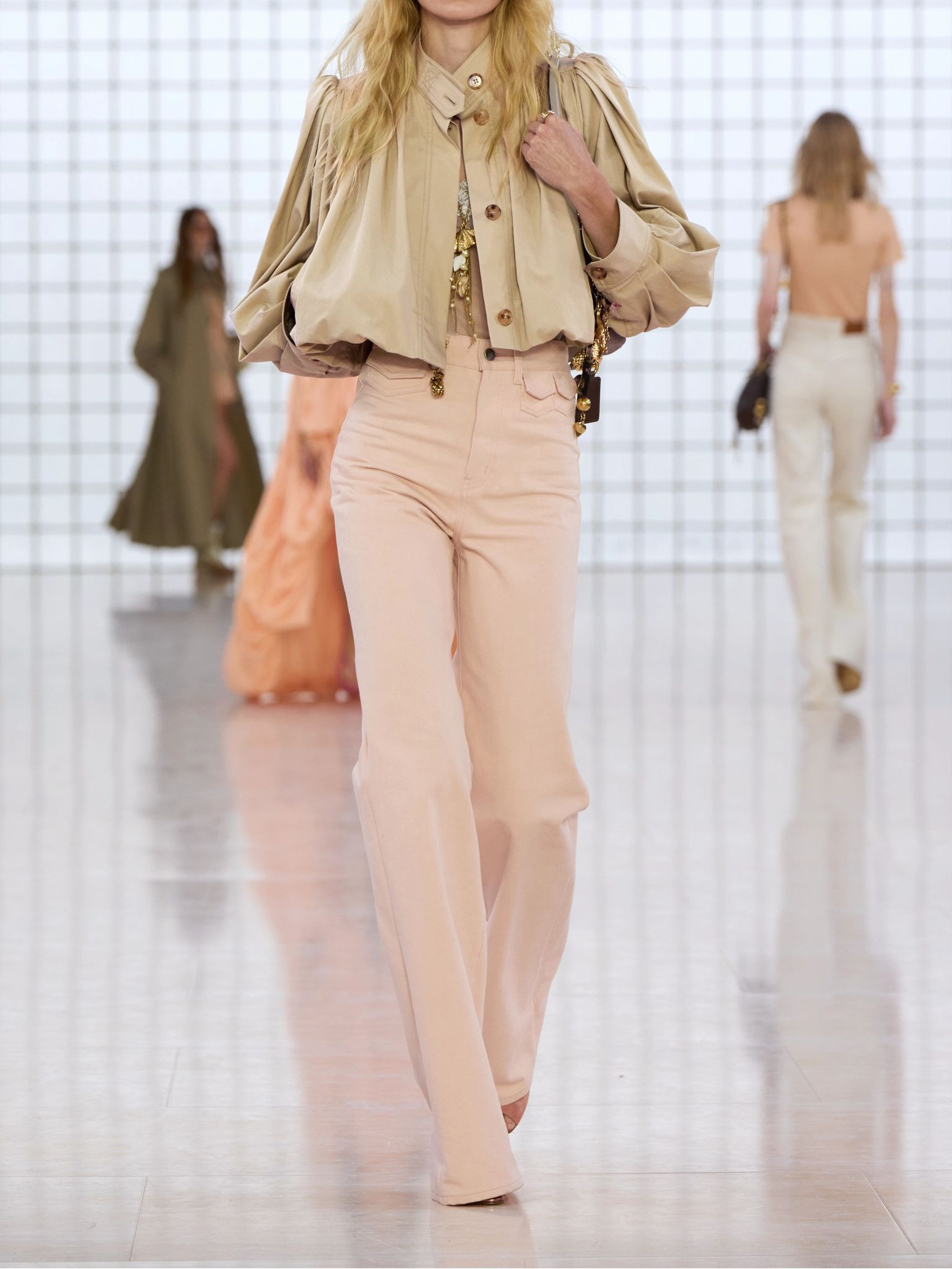Gathered cotton-twill jacket Beige - 5