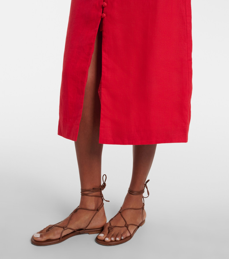 Floral-appliqué linen midi dress 5