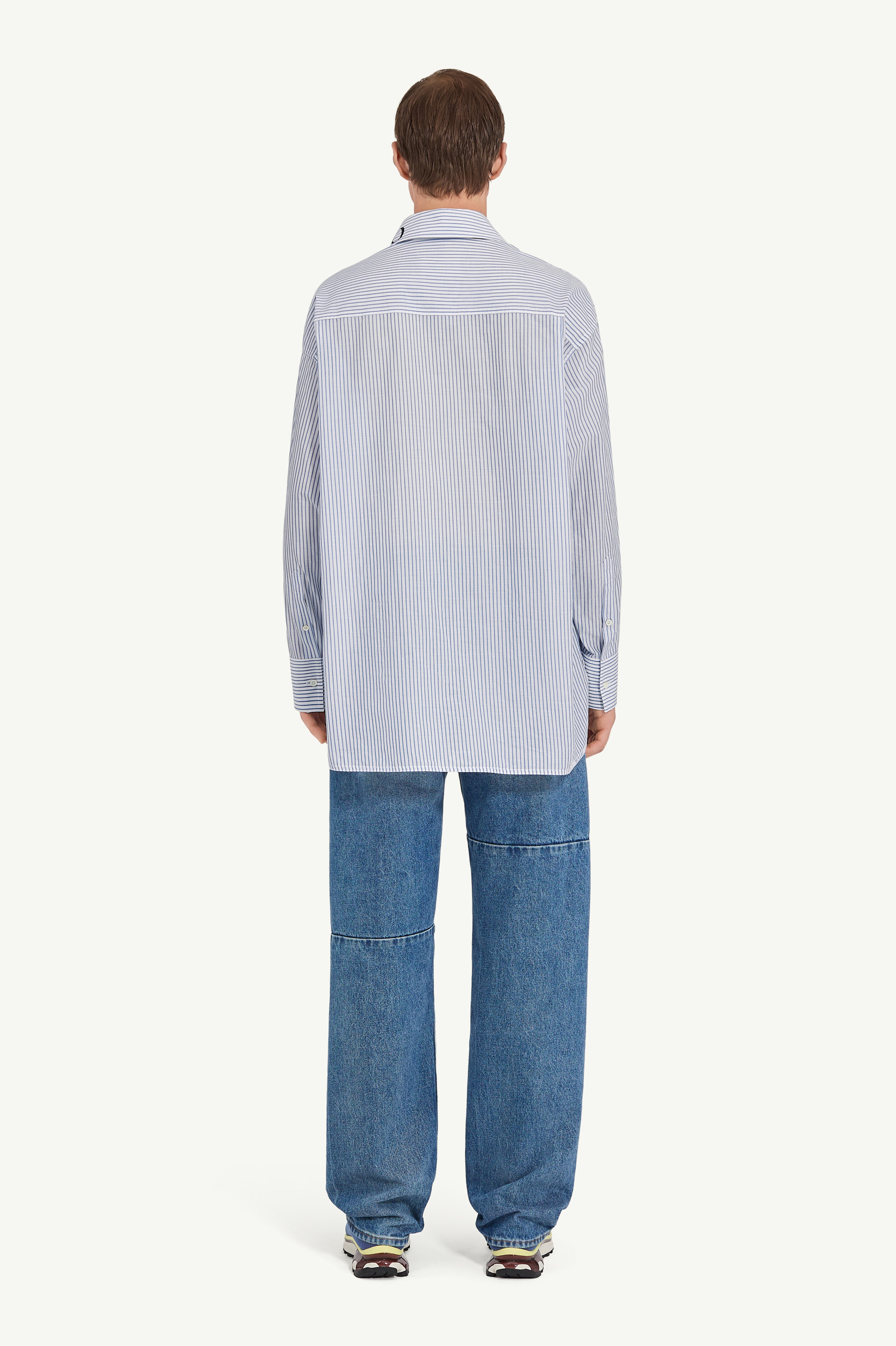 Asymmetric striped poplin shirt - 4