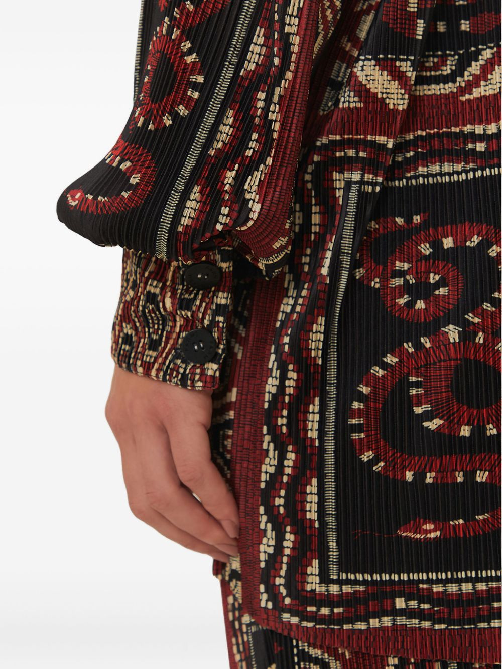 Snake Scarves-print pleated shirt - 4