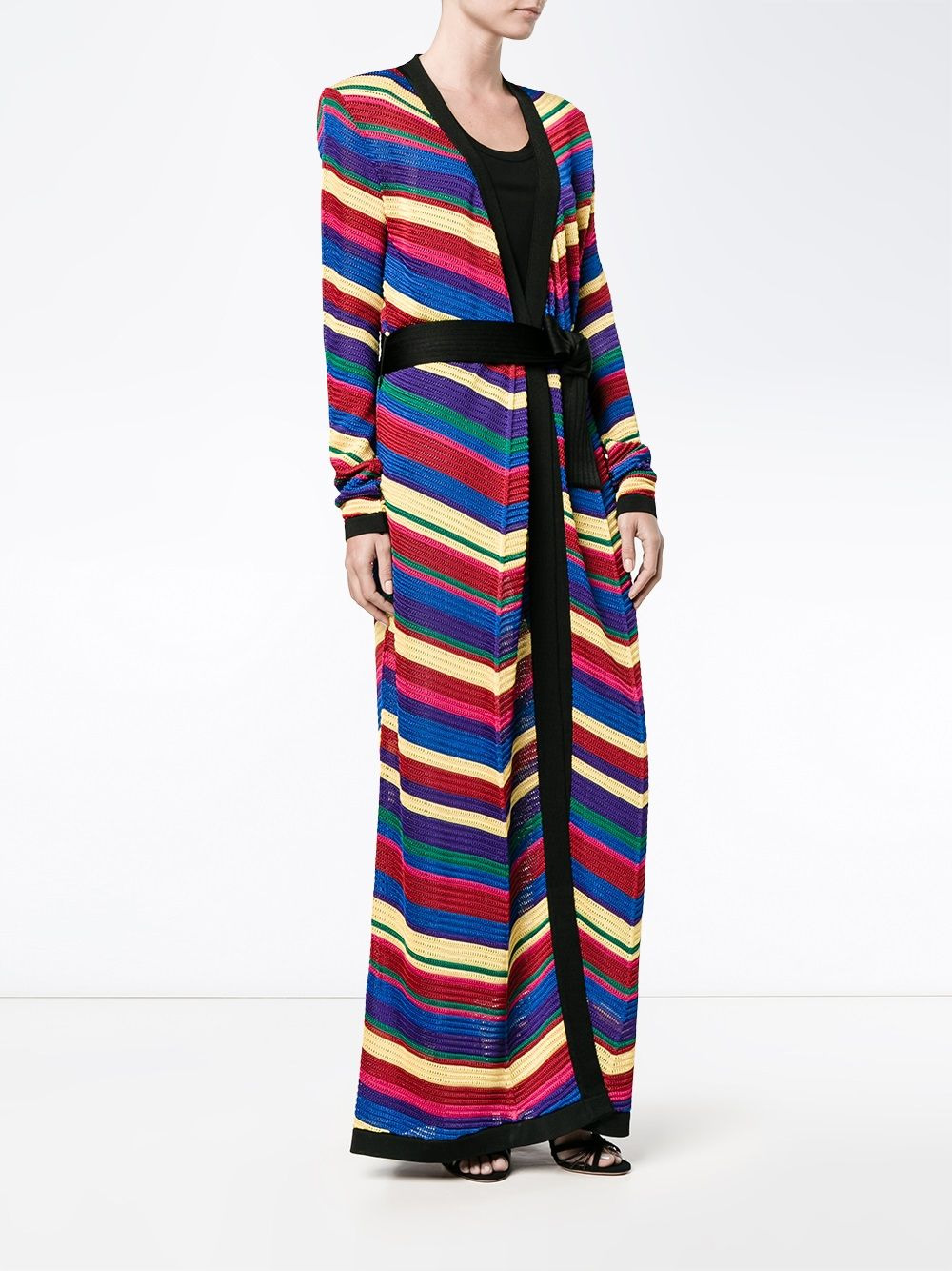 chevron long cardigan - 3