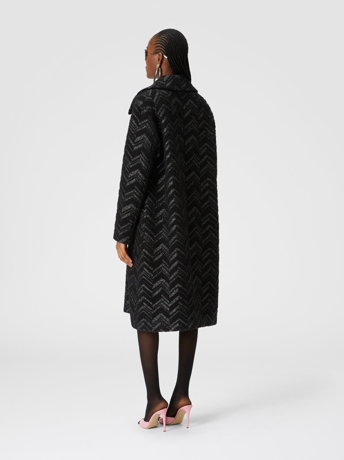 Bouclé knit coat with lamé chevron - 3