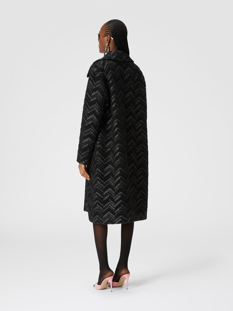 Bouclé knit coat with lamé chevron 3