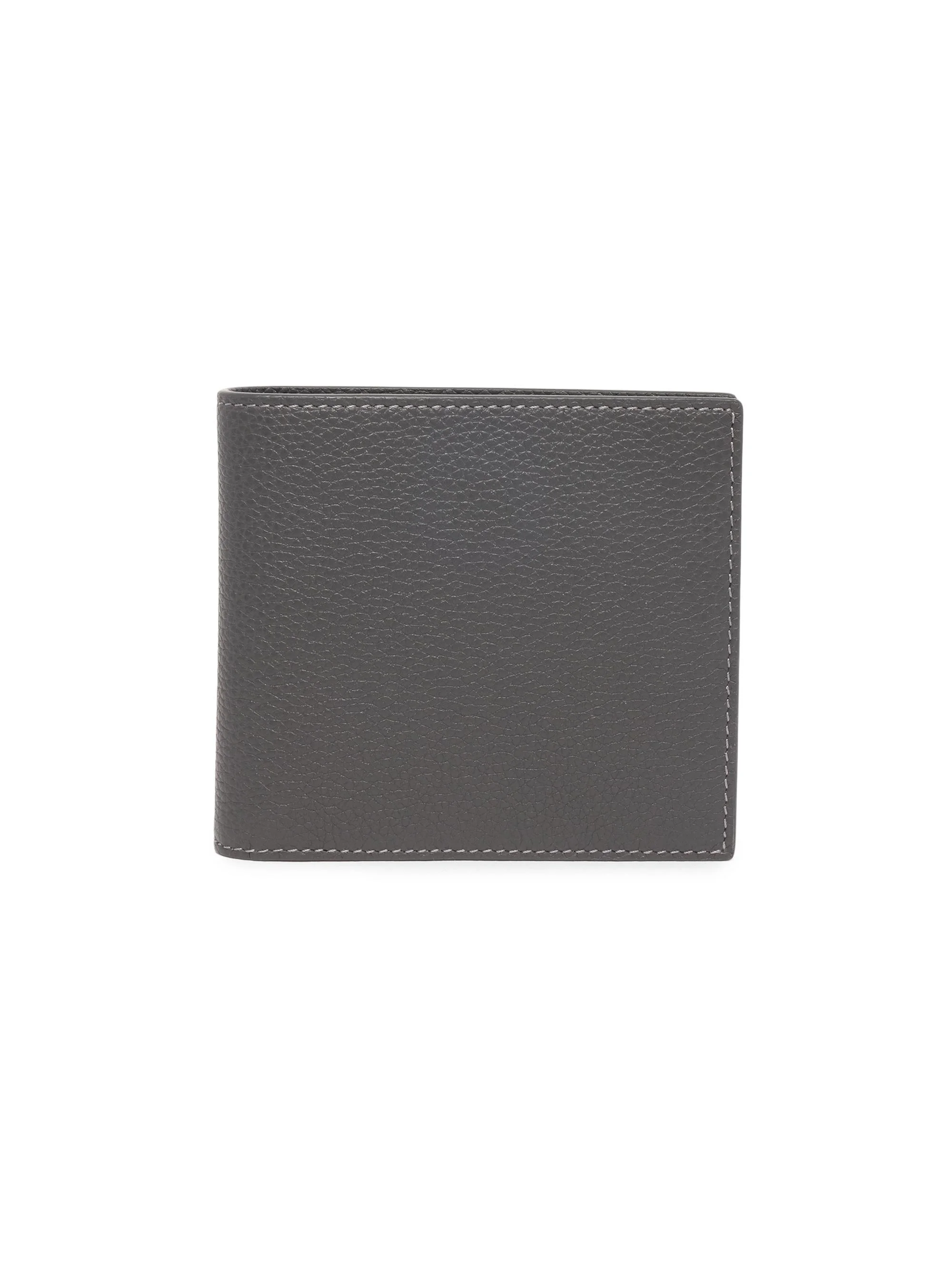 Men's Leather Bifold Wallet - Dark Grey - 1