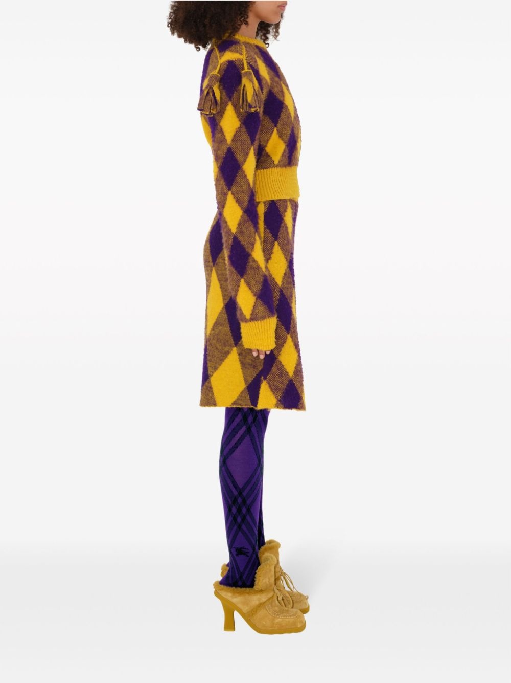 Argyle check-pattern knitted skirt - 3