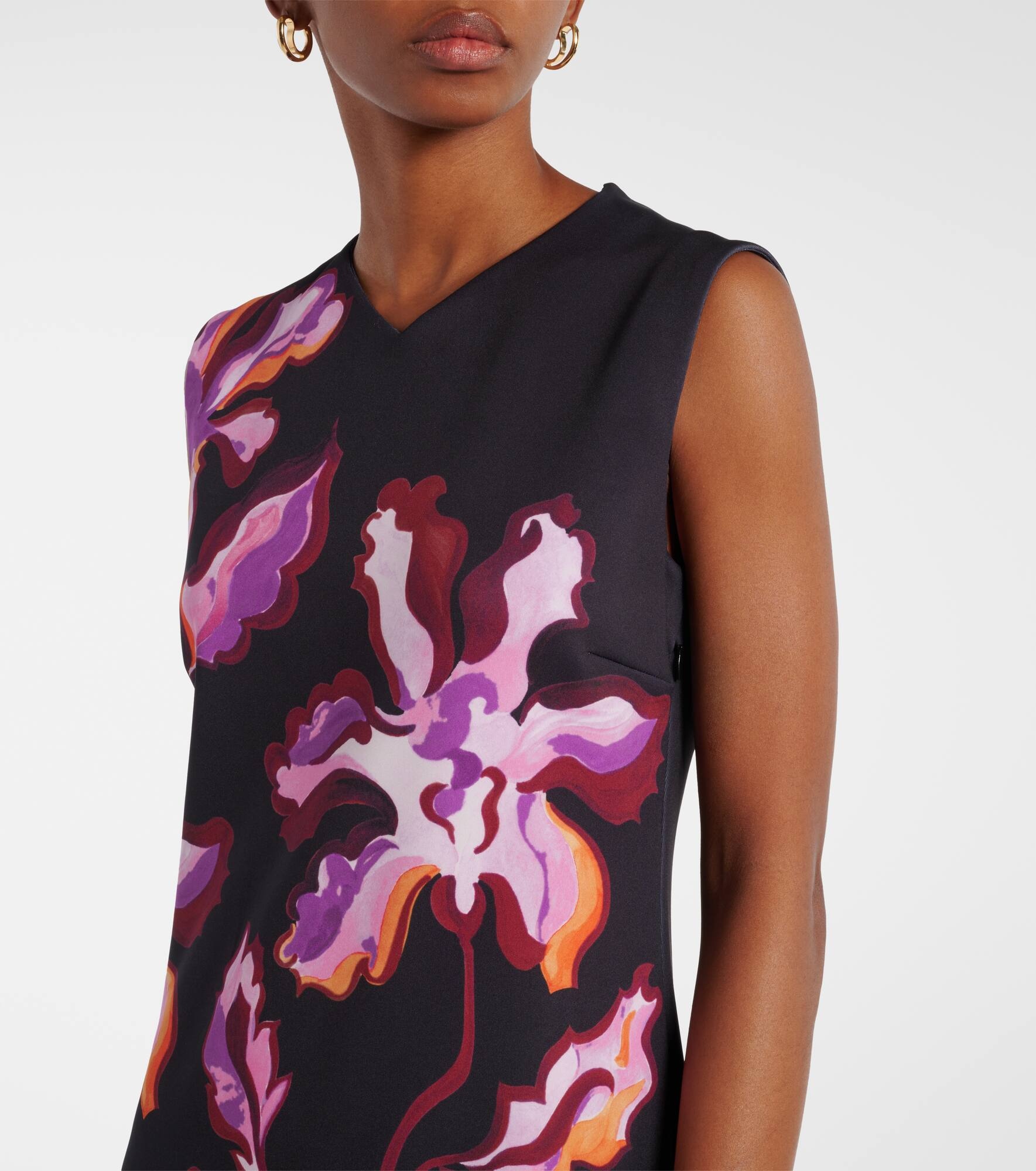 Floral neoprene midi dress - 4
