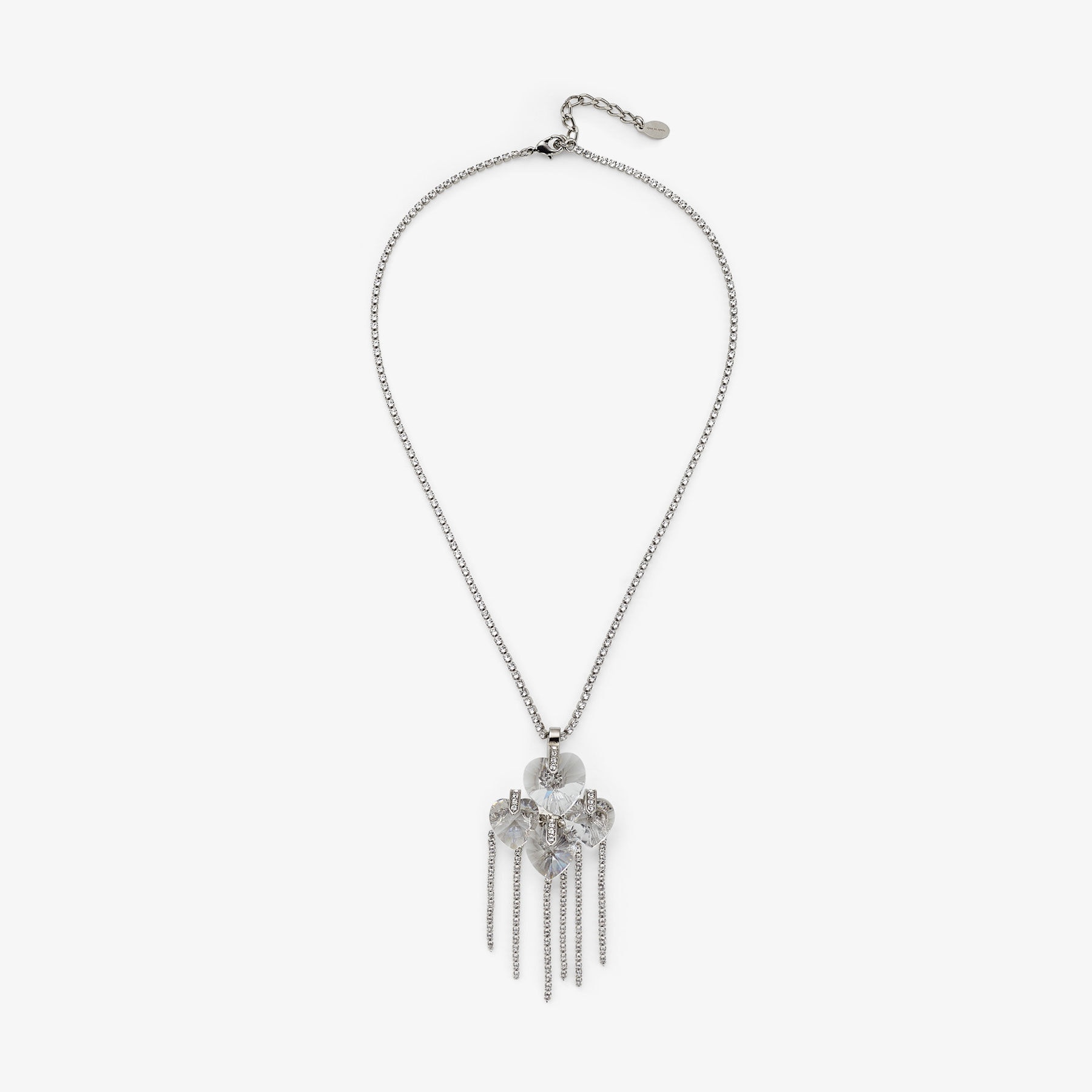 Heart Drop Necklace
Silver-Finish Heart Drop Necklace with Crystals - 1
