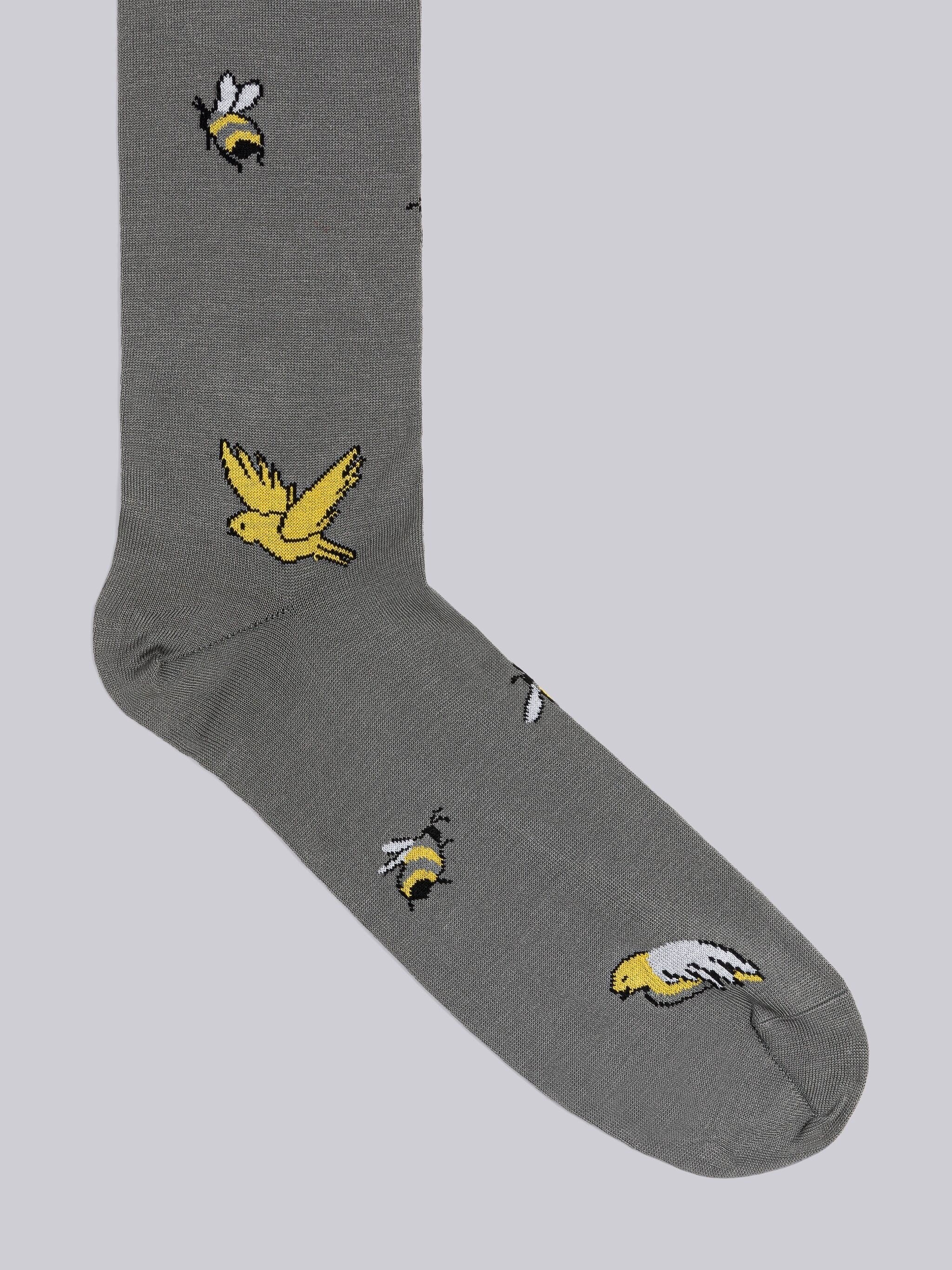 COTTON BIRDS AND BEES HALF DROP MID CALF SOCKS - 2
