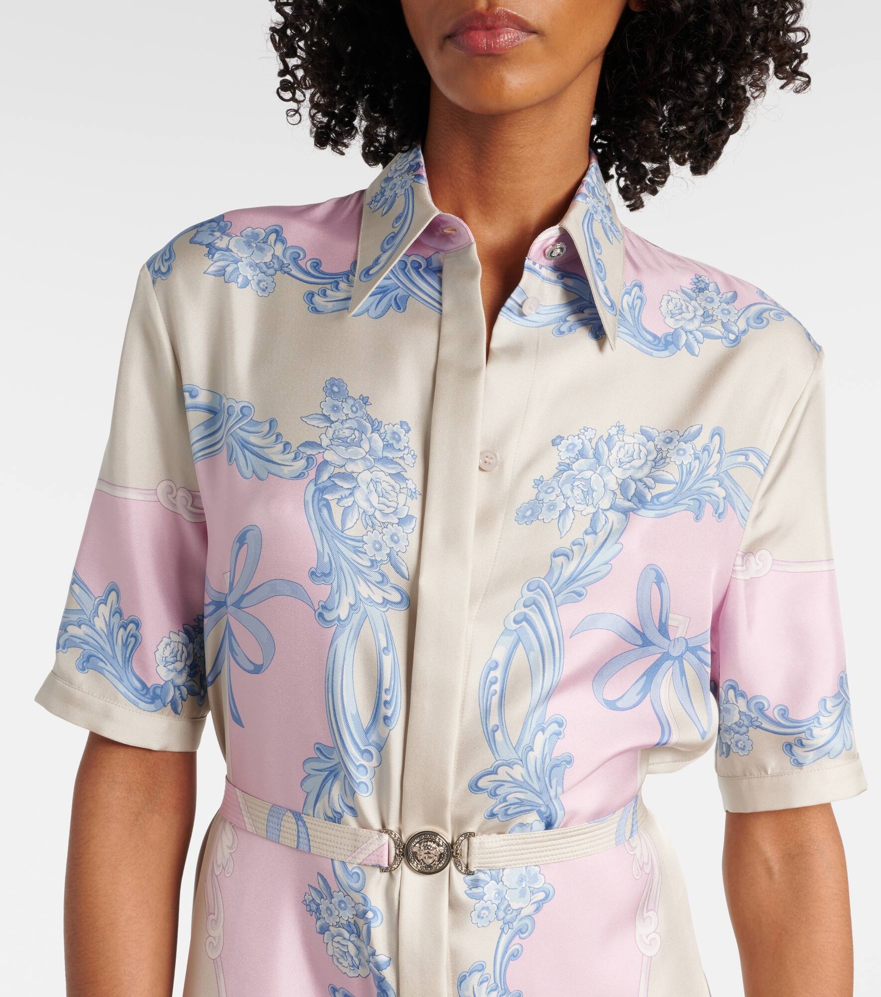 Floral silk shirt dress - 4