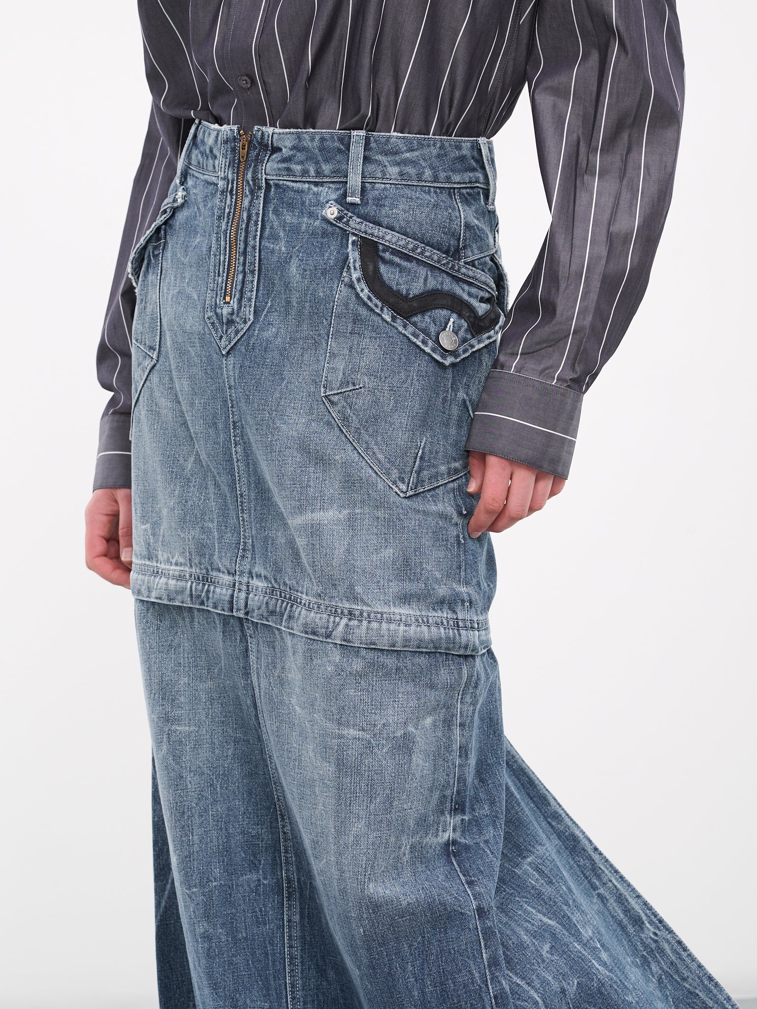 Zip-Off Denim Skirt - 4
