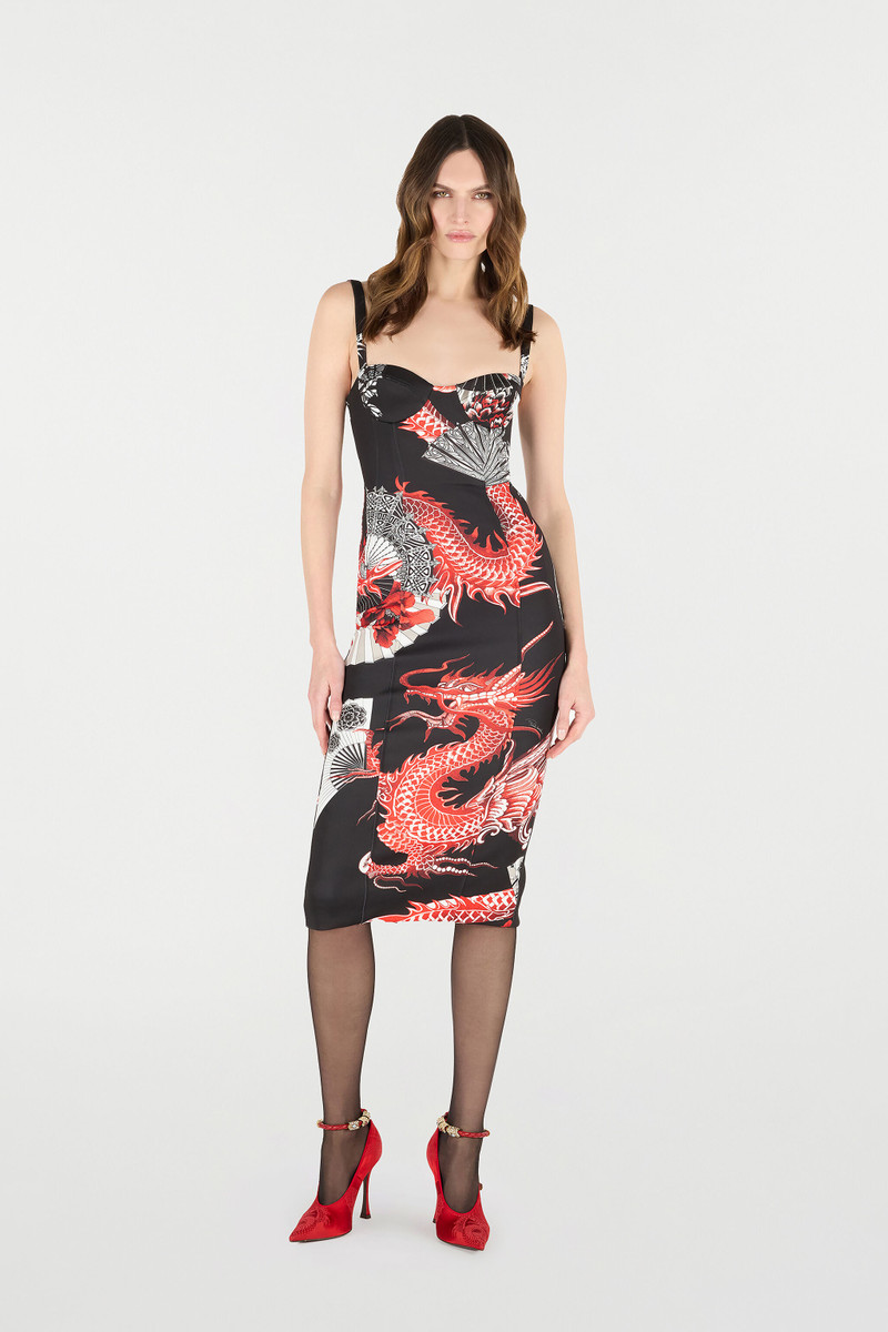 Roberto Cavalli Midi Dress With Dragon outlook