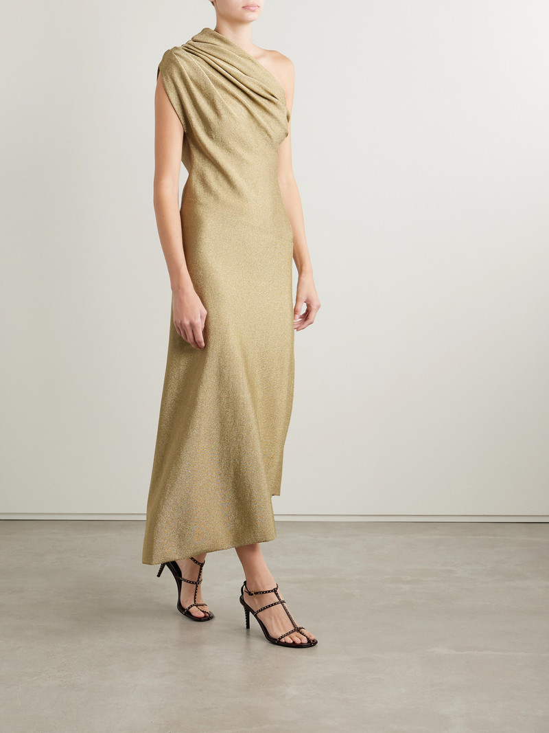 KHAITE Coast Asymmetric One-shoulder Draped Lurex Dress outlook
