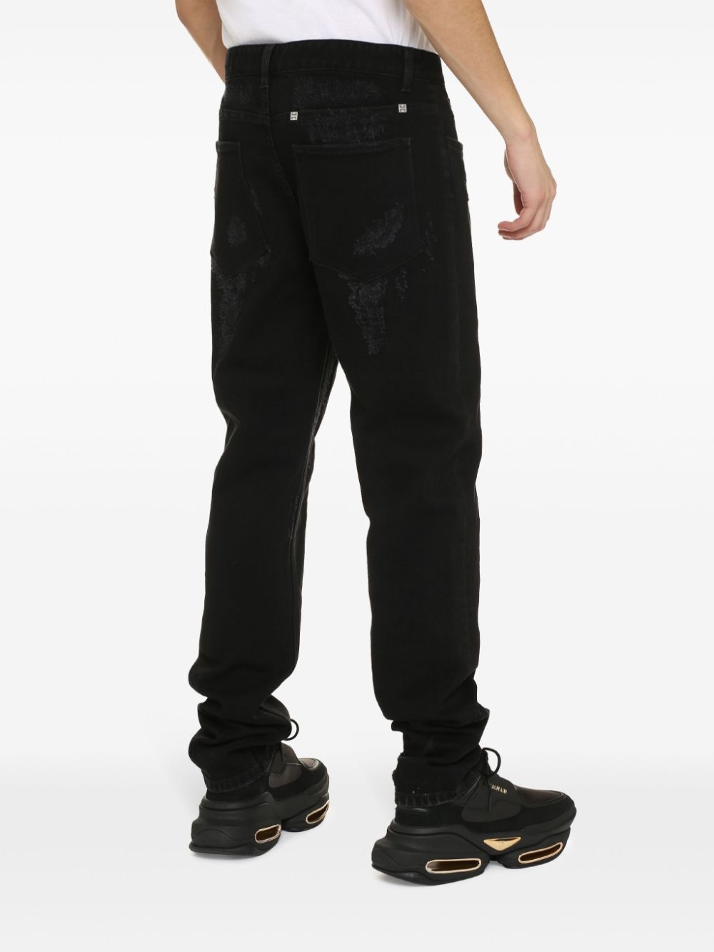 slim-fit destroyed jeans - 3