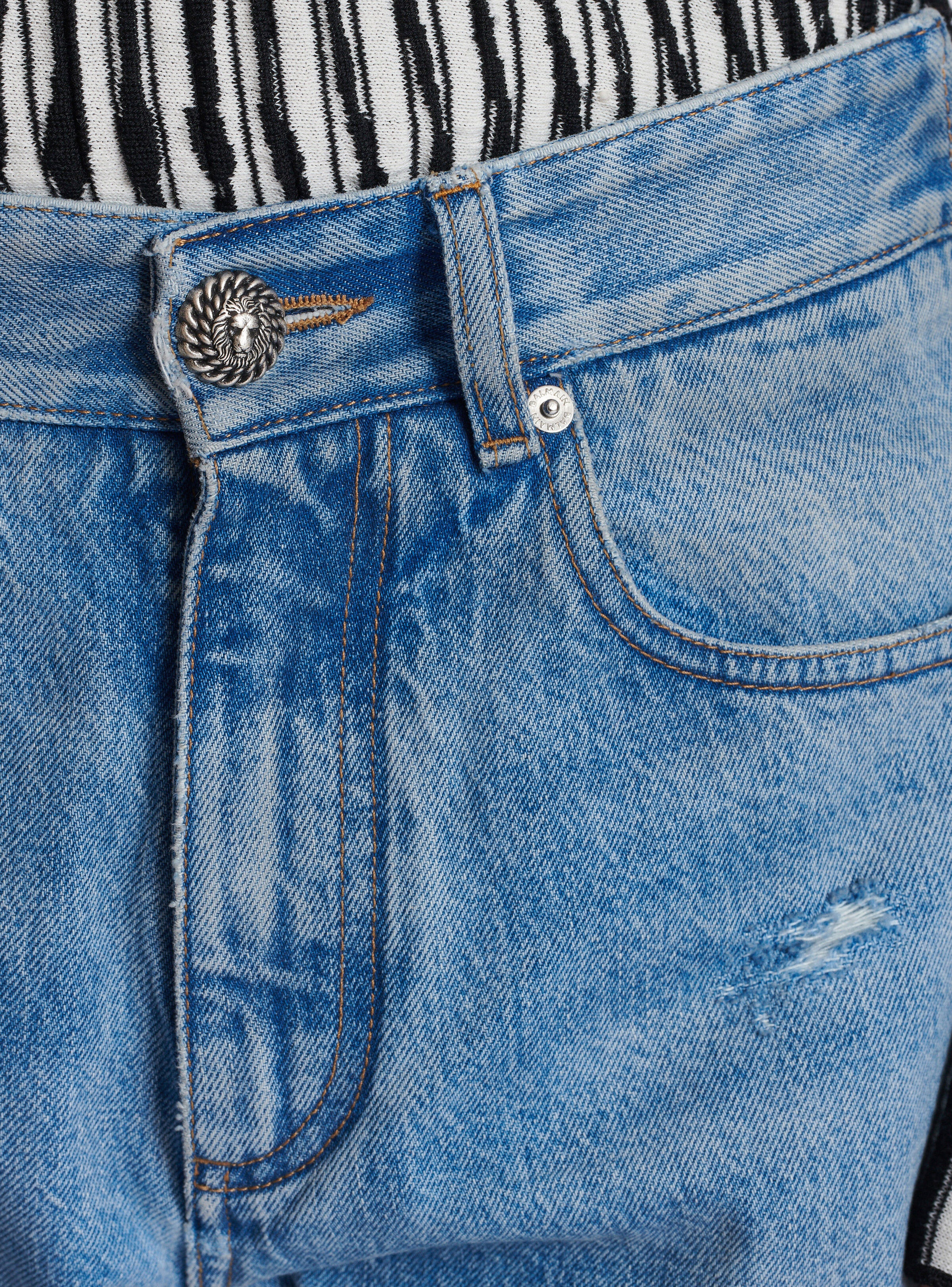 Loose-fit denim and knit jeans - 8