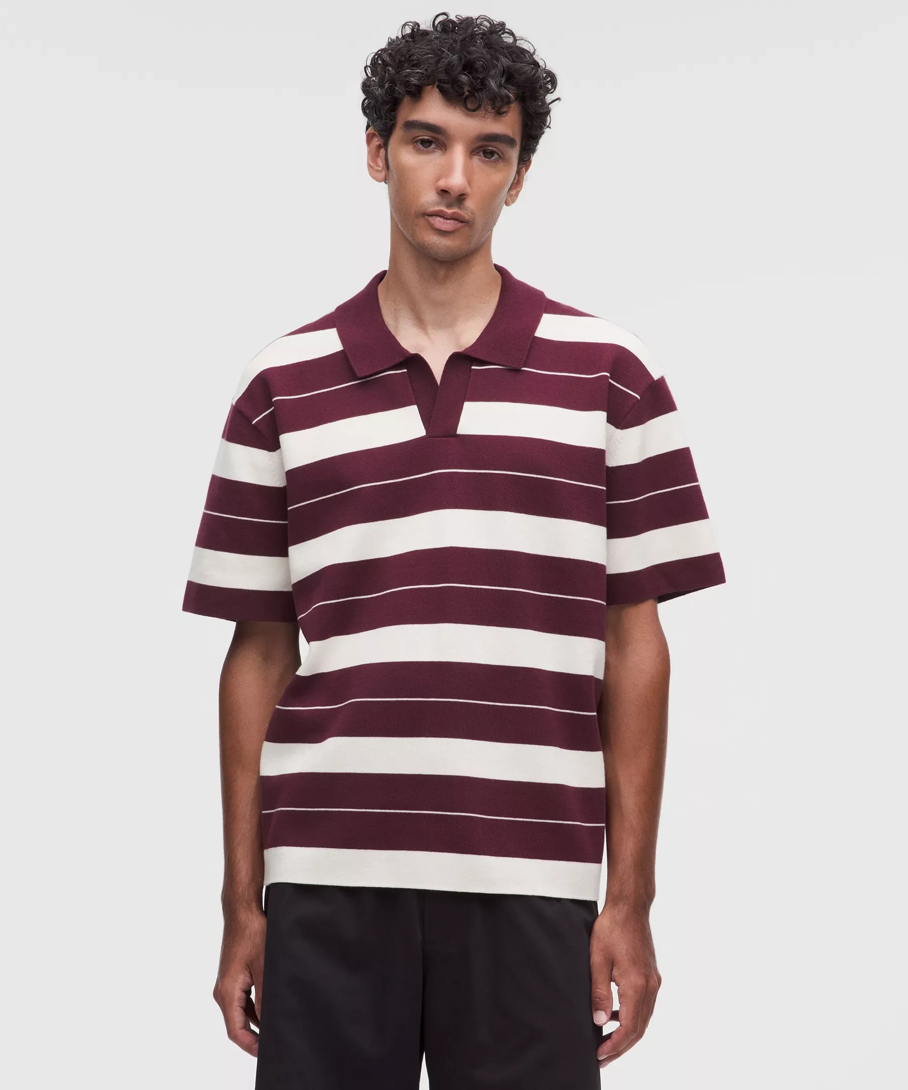 Cotton-Blend Knit Short-Sleeve Polo Shirt - 1