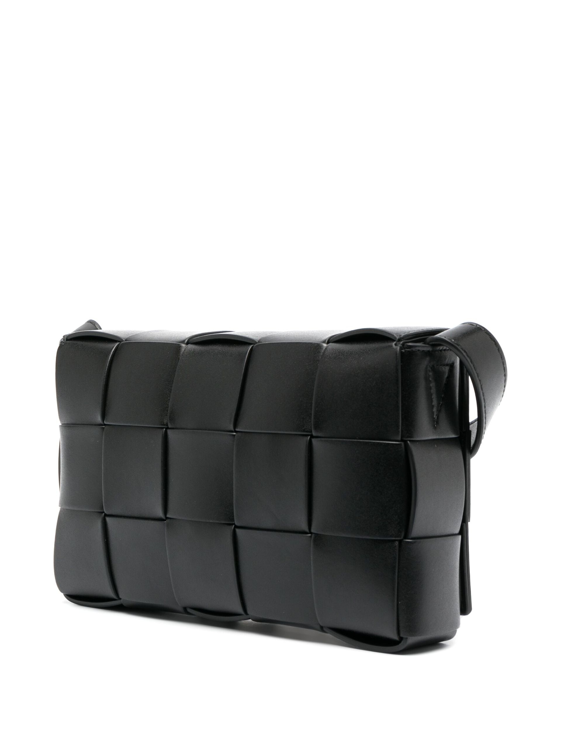 black Cassette Intrecciato-leather shoulder bag - 3