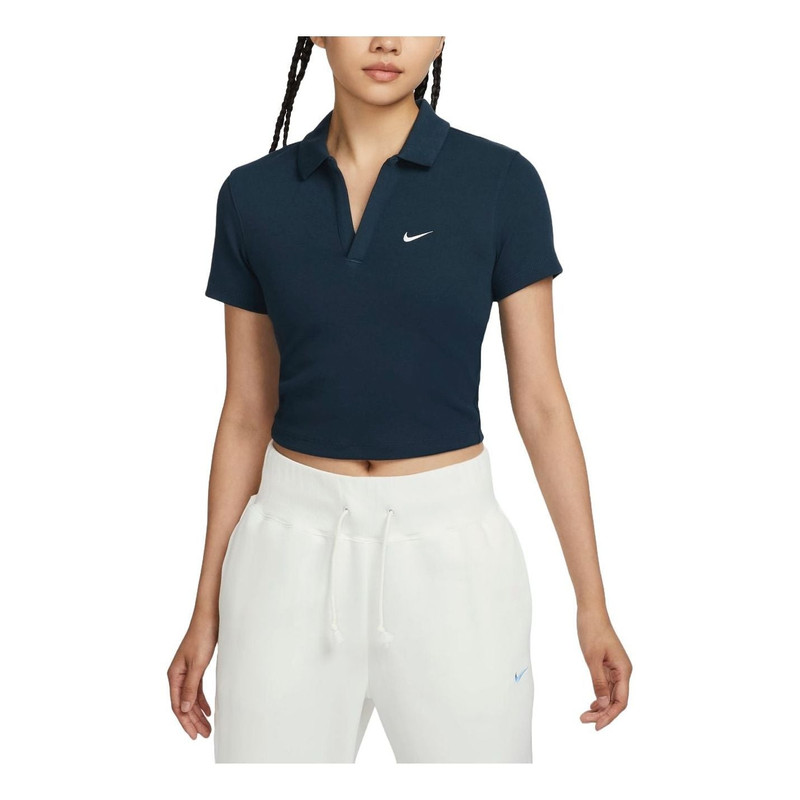 (WMNS) Nike Sportswear Essential 폴로 셔츠 아시아 Sizing 'Dark Blue' DV7885-478 - 1