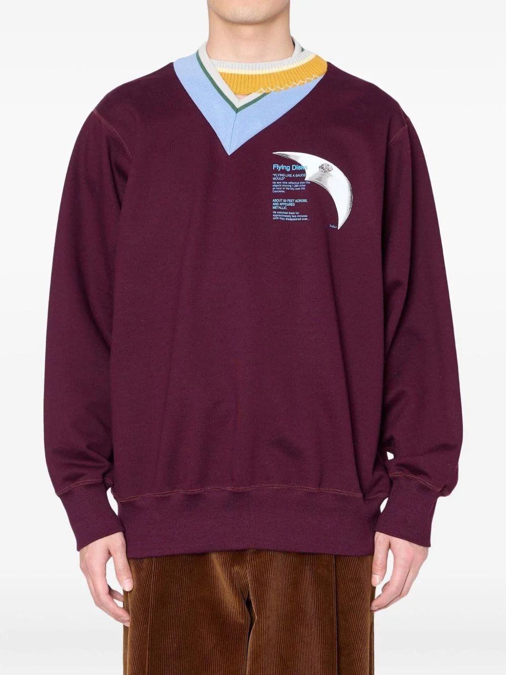 V-neck graphic-print sweatshirt - 1