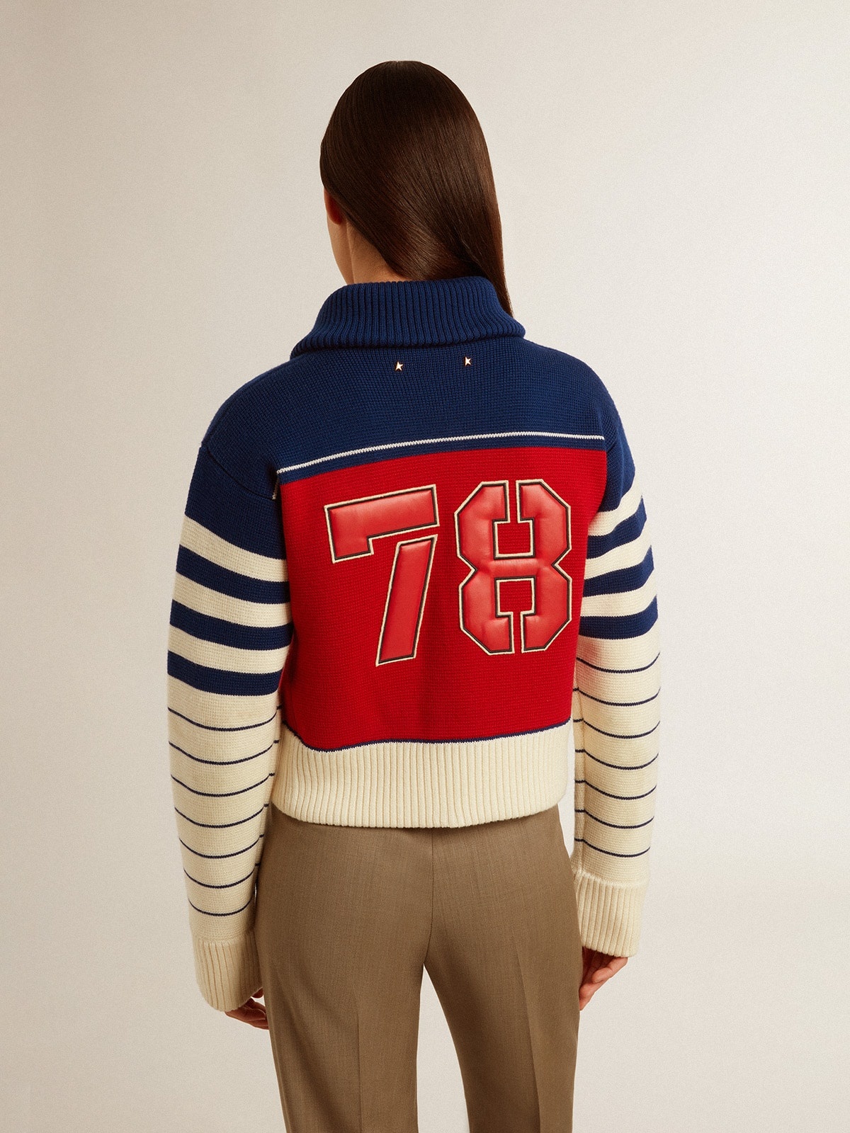 Women’s multicolor striped wool cropped sweatshirt - 5