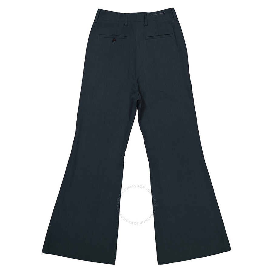 MM6 Ladies Petrol Green High-Waisted Flared Trousers - 6
