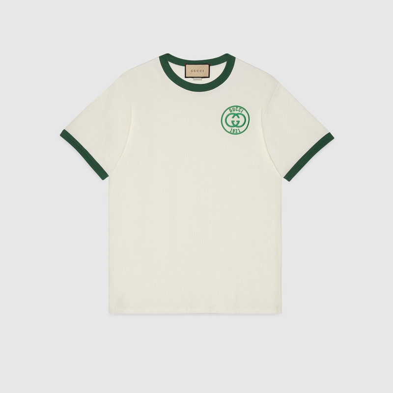 Cotton jersey T-shirt with Gucci embroidery 1
