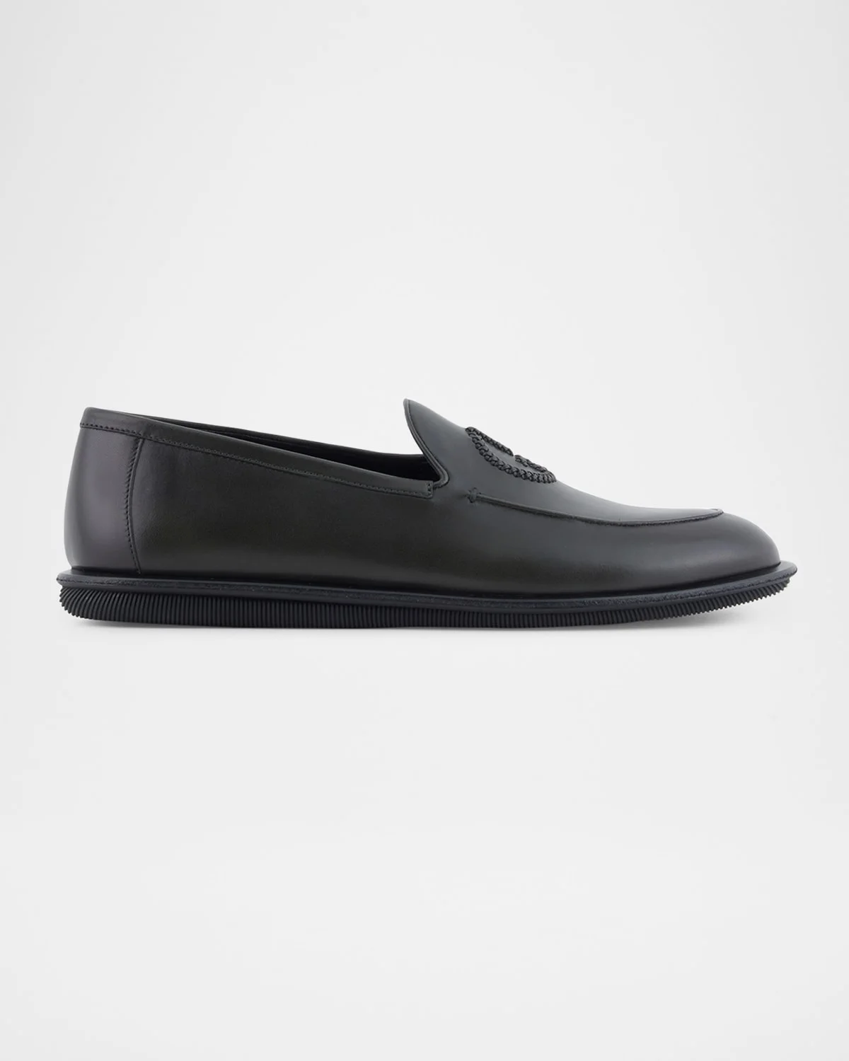 Men's Leather Monogram Slipper Loafers - 1
