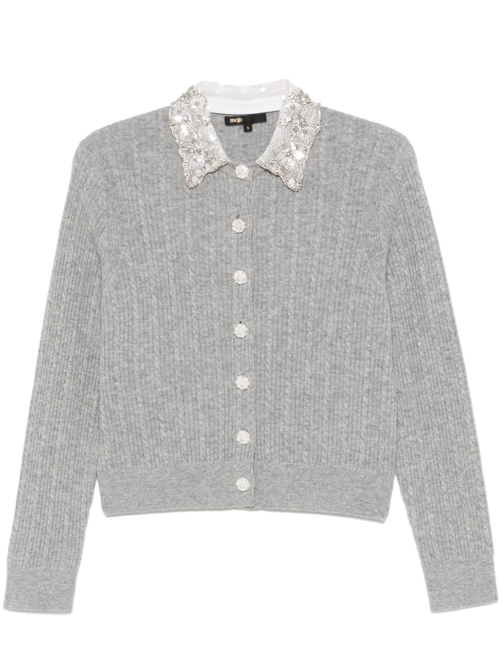 embellished-collar cardigan - 1