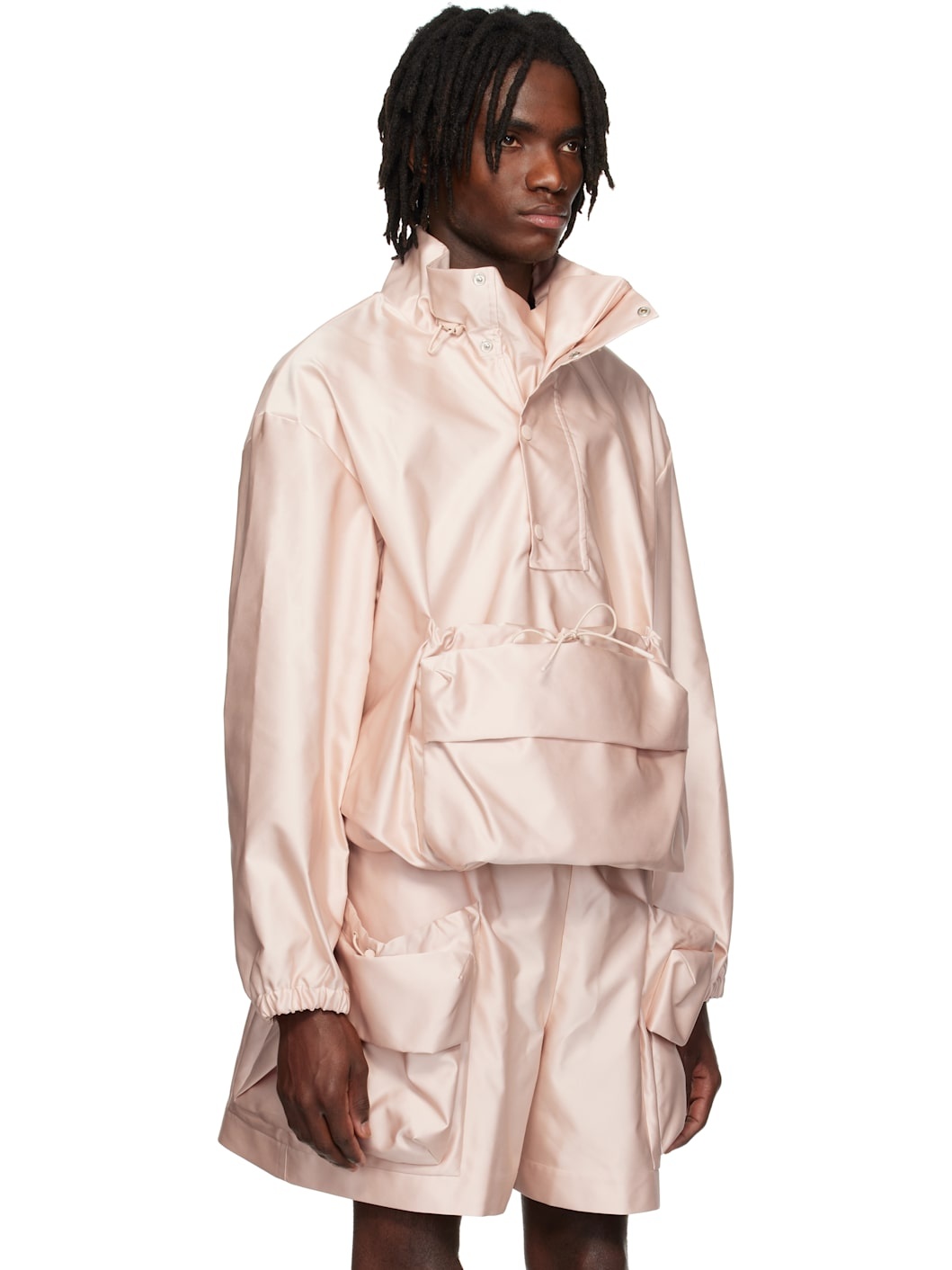 Pink Drawstring Cargo Flap Pocket Detail Jacket - 2