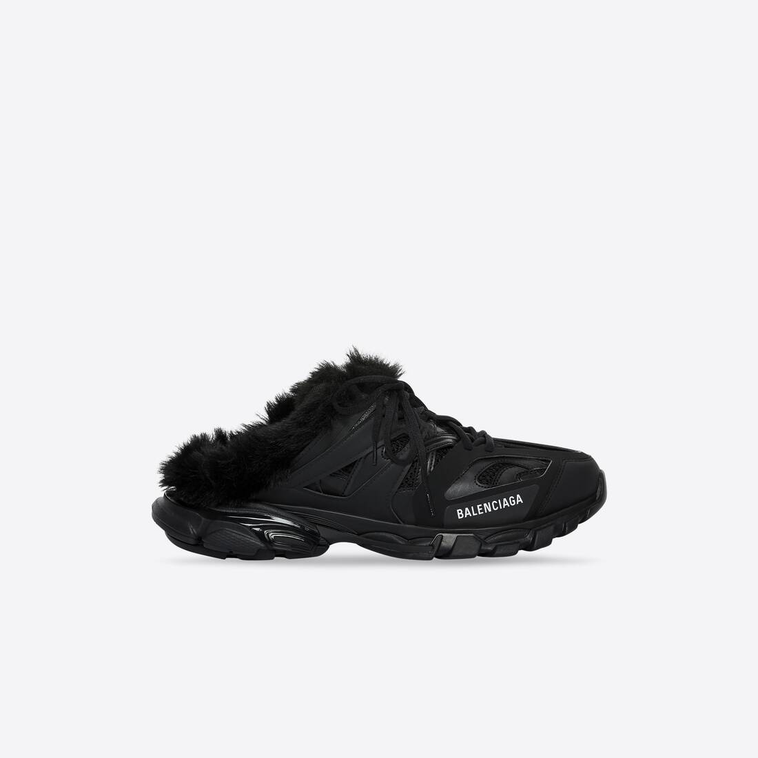 Men's Track Mule Fake Fur in Black - 1