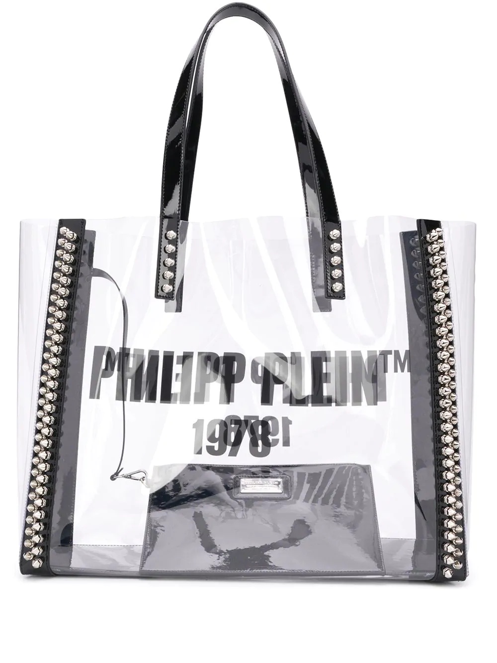 transparent spiked stud tote - 1