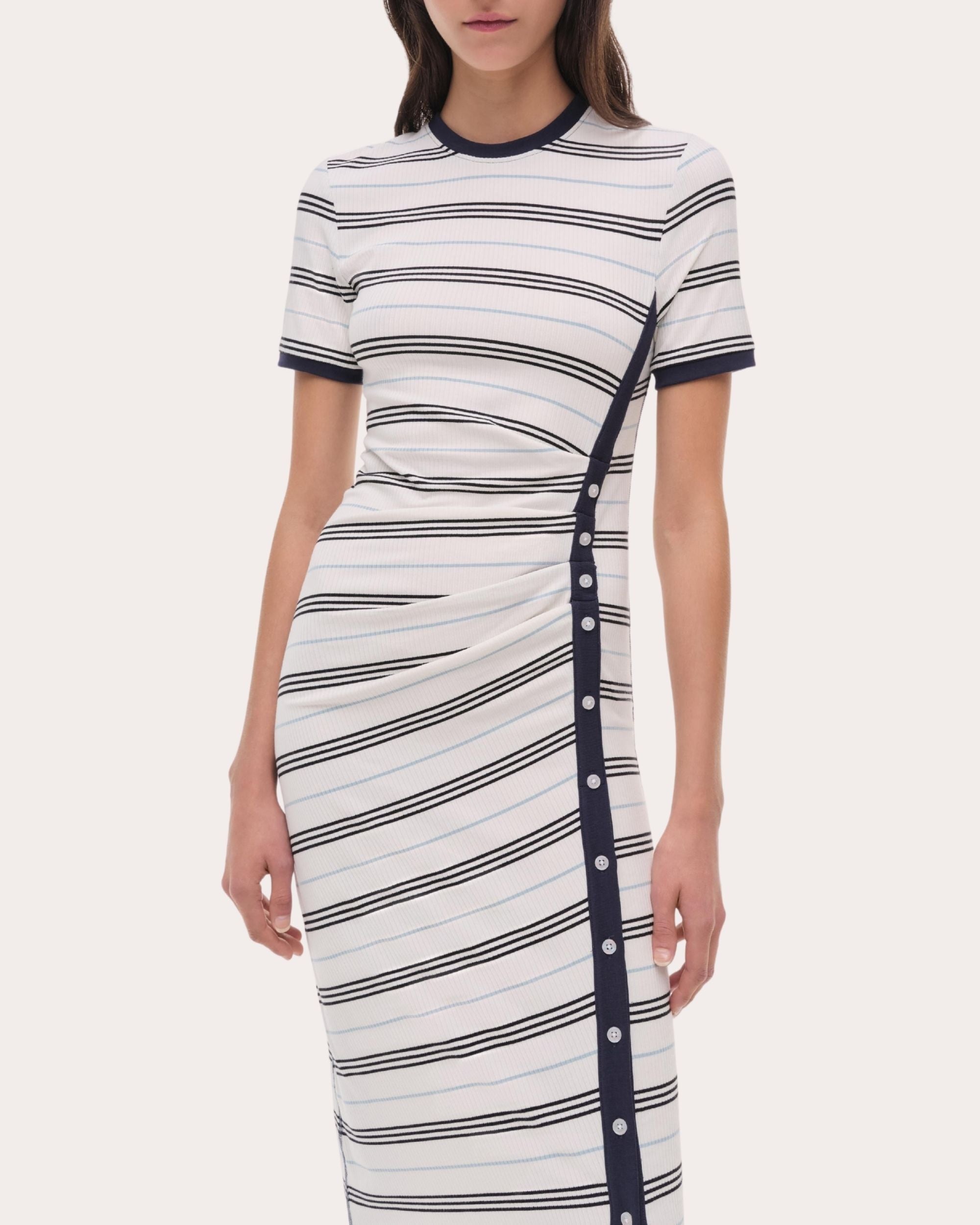 Shanna Stripe Knit Ruched Midi Dress - 4