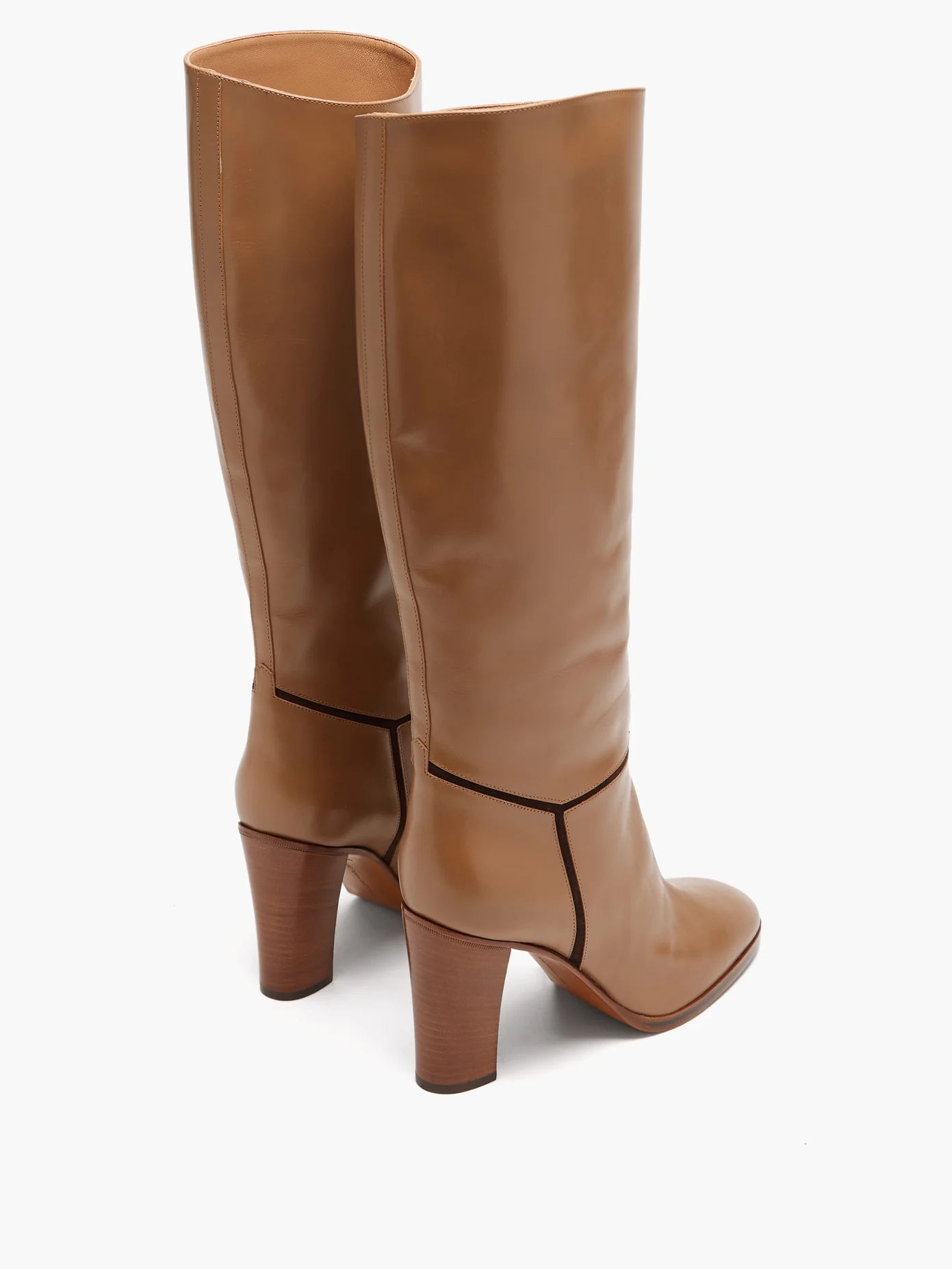 Piped knee-high leather boots - 4