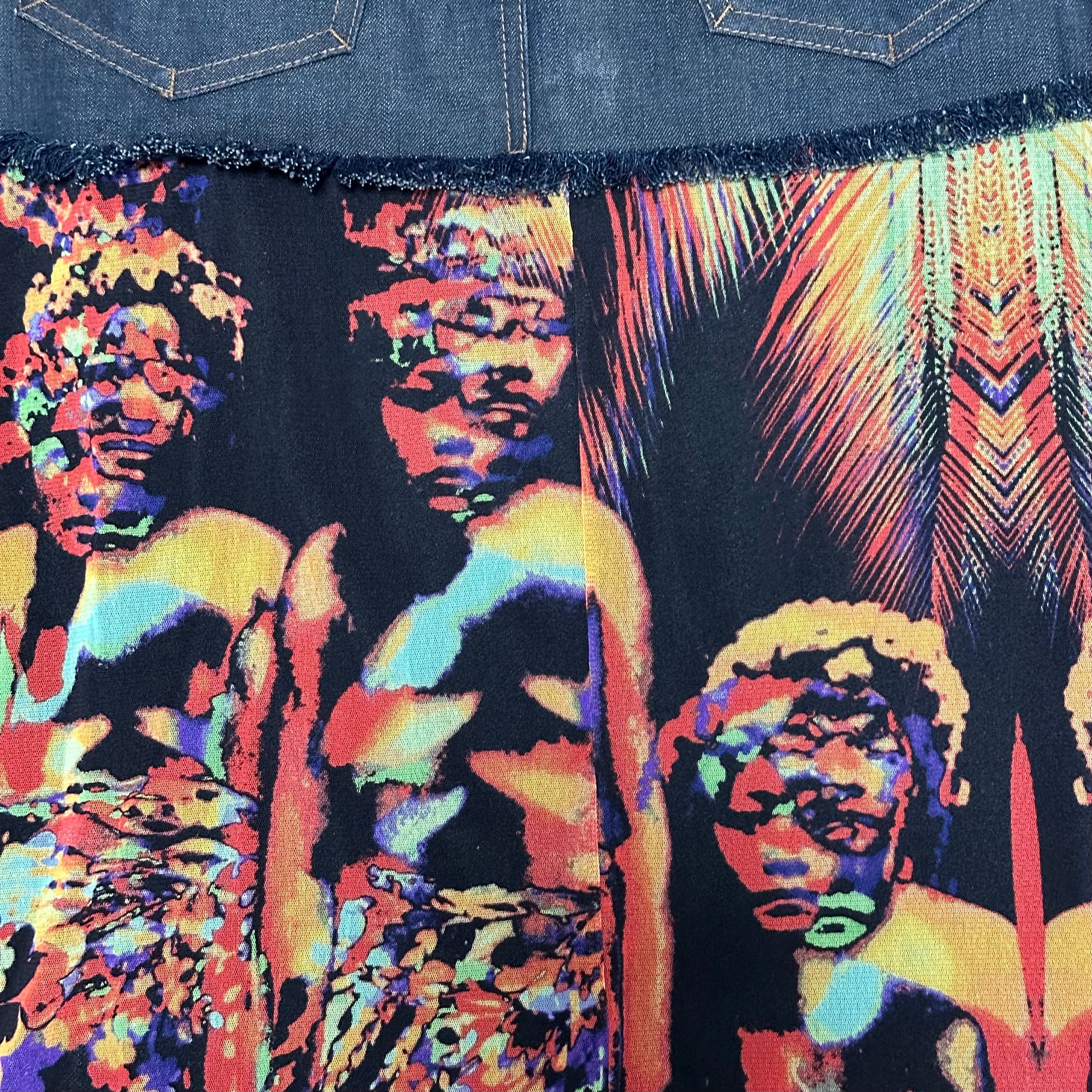 JEAN PAUL GAULTIER Spring Summer 2000 Psychedelic Print Mesh Denim Long Skirt - 5