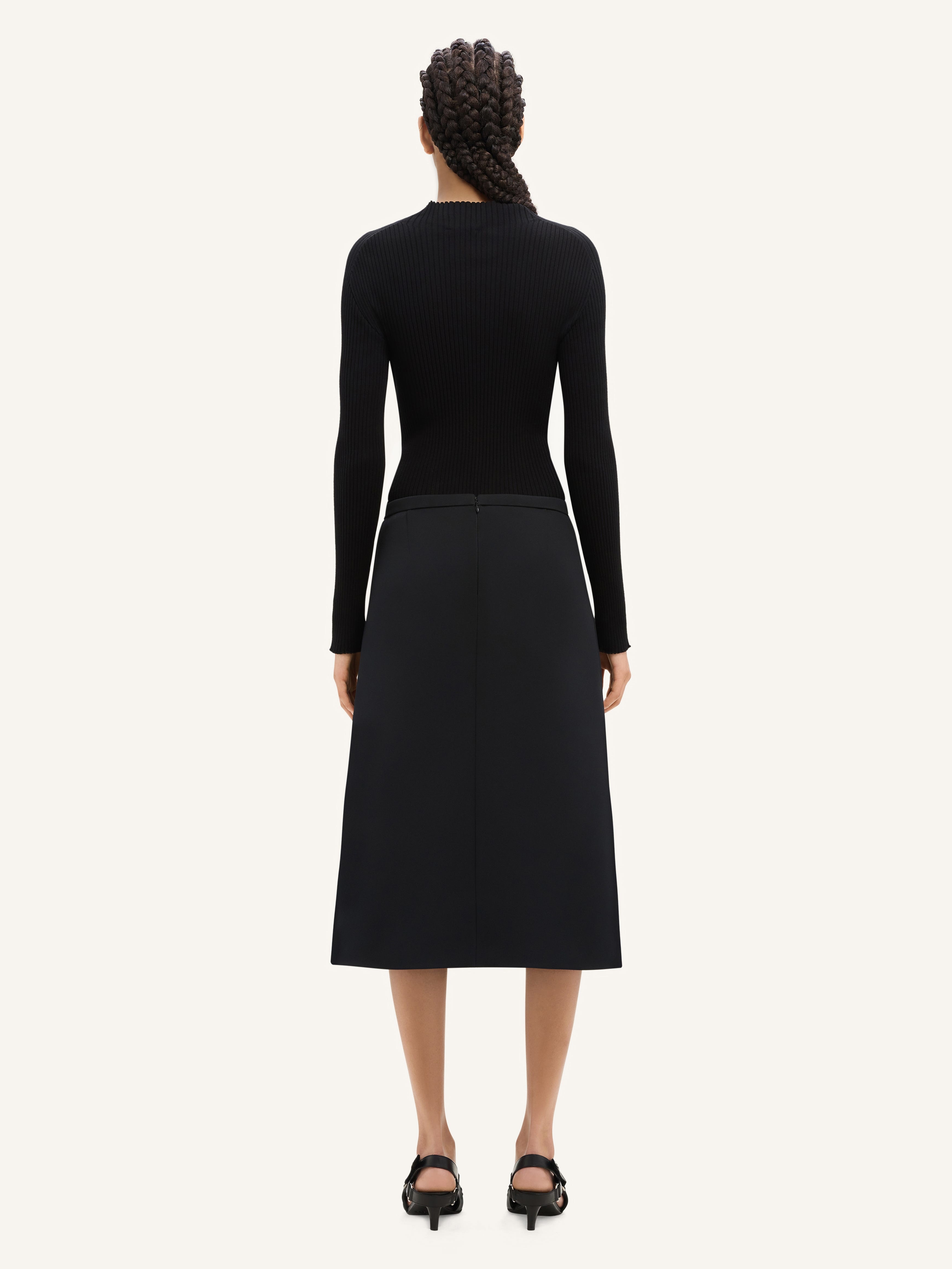 TAILORED ZIPPED TWILL MIDI SKIRT - 4