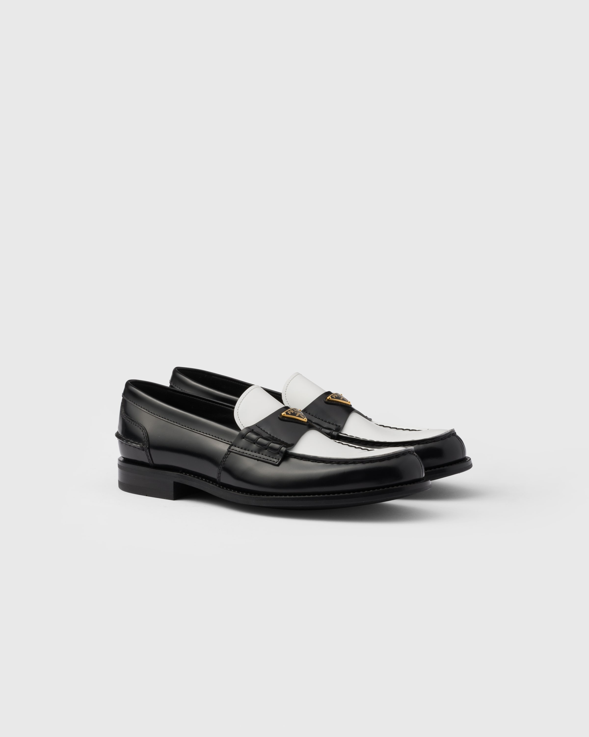 Two-tone brushed leather loafers - 1