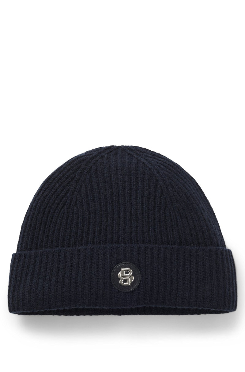 WOOL-CASHMERE BEANIE HAT WITH DOUBLE B MONOGRAM 1